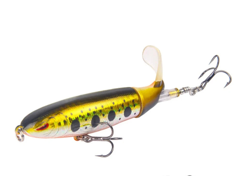 Whopper Popper Fishing Lure - Soft Rotating Tail Artificial Bait for Bass, Trout & Pike - Topwater Fishing Lures for Freshwater & Saltwater