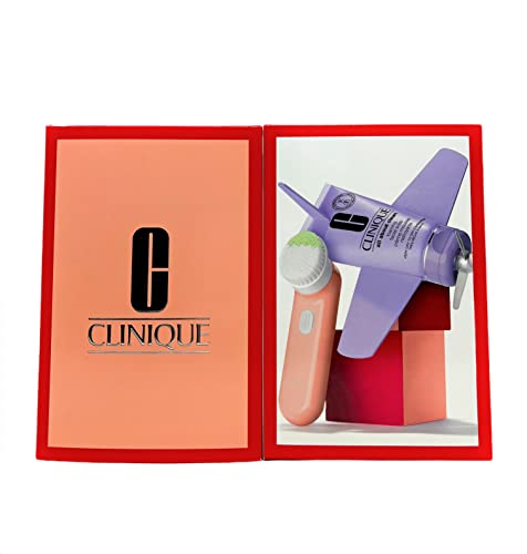 Clinique Sonic System Purifying Cleansing Brush & All About Clean Foaming Facial Soap Set - Deep Pore Cleanser for Sensitive Skin | Perfect for Daily Skincare Routine & Travel Essentials