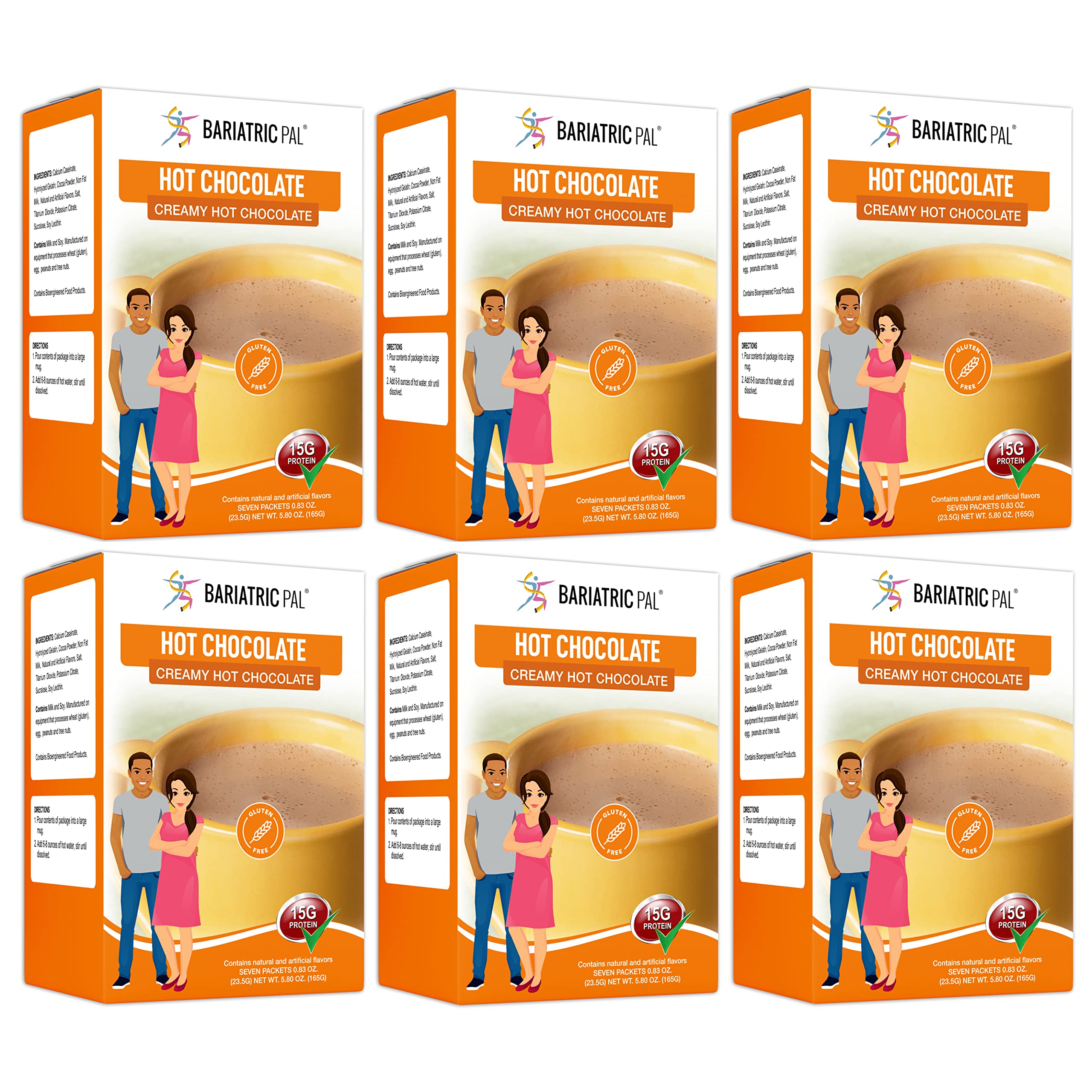 BariatricPal Hot Chocolate Protein Drink - Classic Hot Chocolate Flavor, High Protein Meal Replacement, Low Carb & Sugar Free (6-Pack) - Perfect for Weight Loss, Post-Workout Recovery & Keto Diet