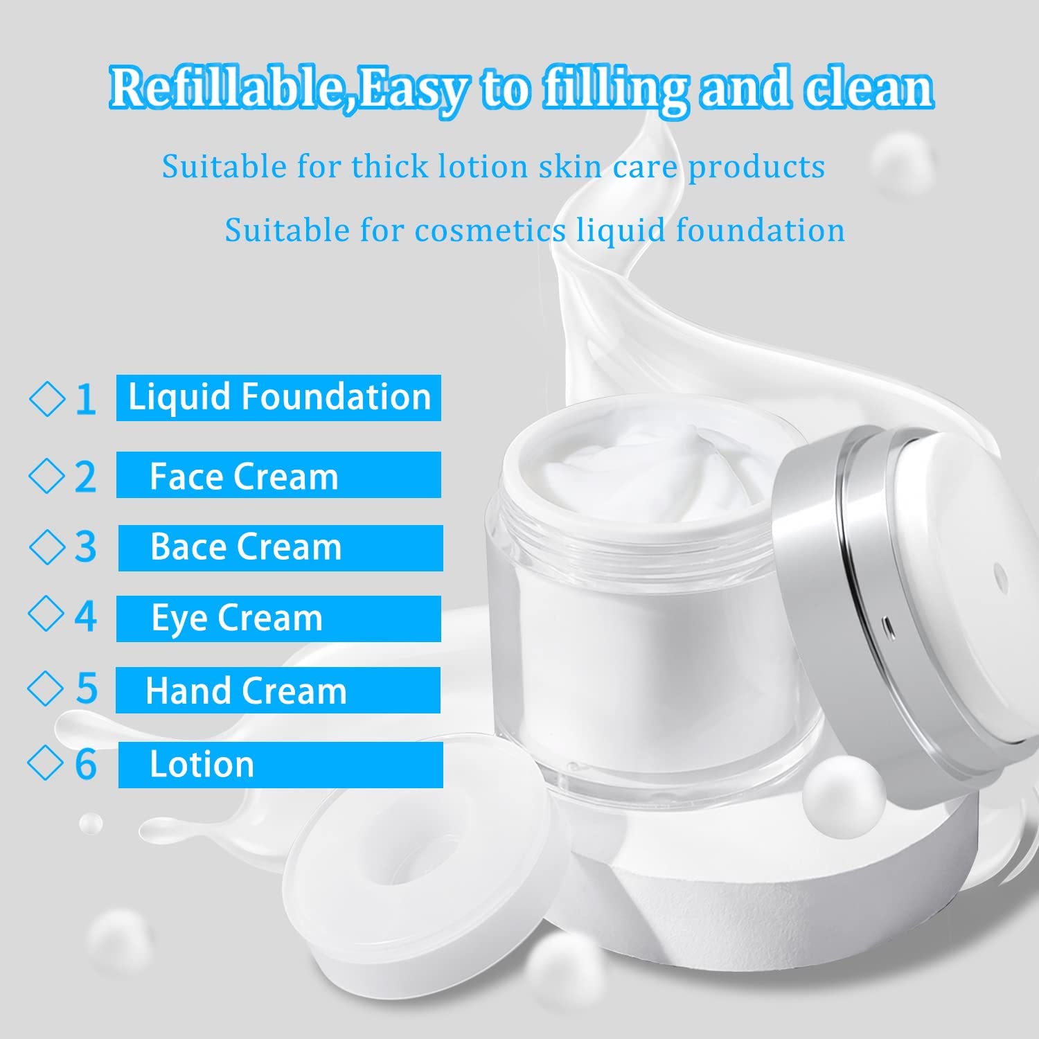 Tcco Enterprise 30ml Empty Airless Cosmetic Container - Refillable Leakproof BPA-Free Travel Size Bottle for Creams, Gels & Lotions | Perfect for Skincare, Makeup & Travel | Portable Skin Care Tool (1 Piece)
