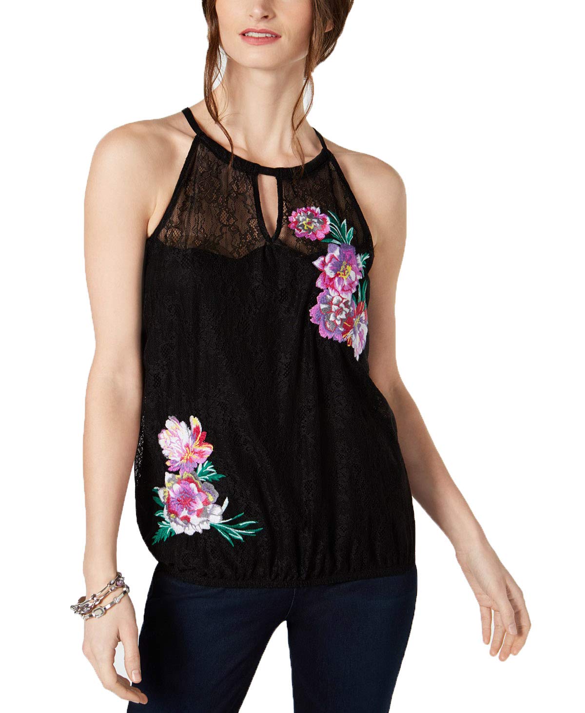 INC International Concepts Women's Lace Embroidered Halter Top - Elegant Summer Beachwear & Party Outfit for Casual & Evening Wear