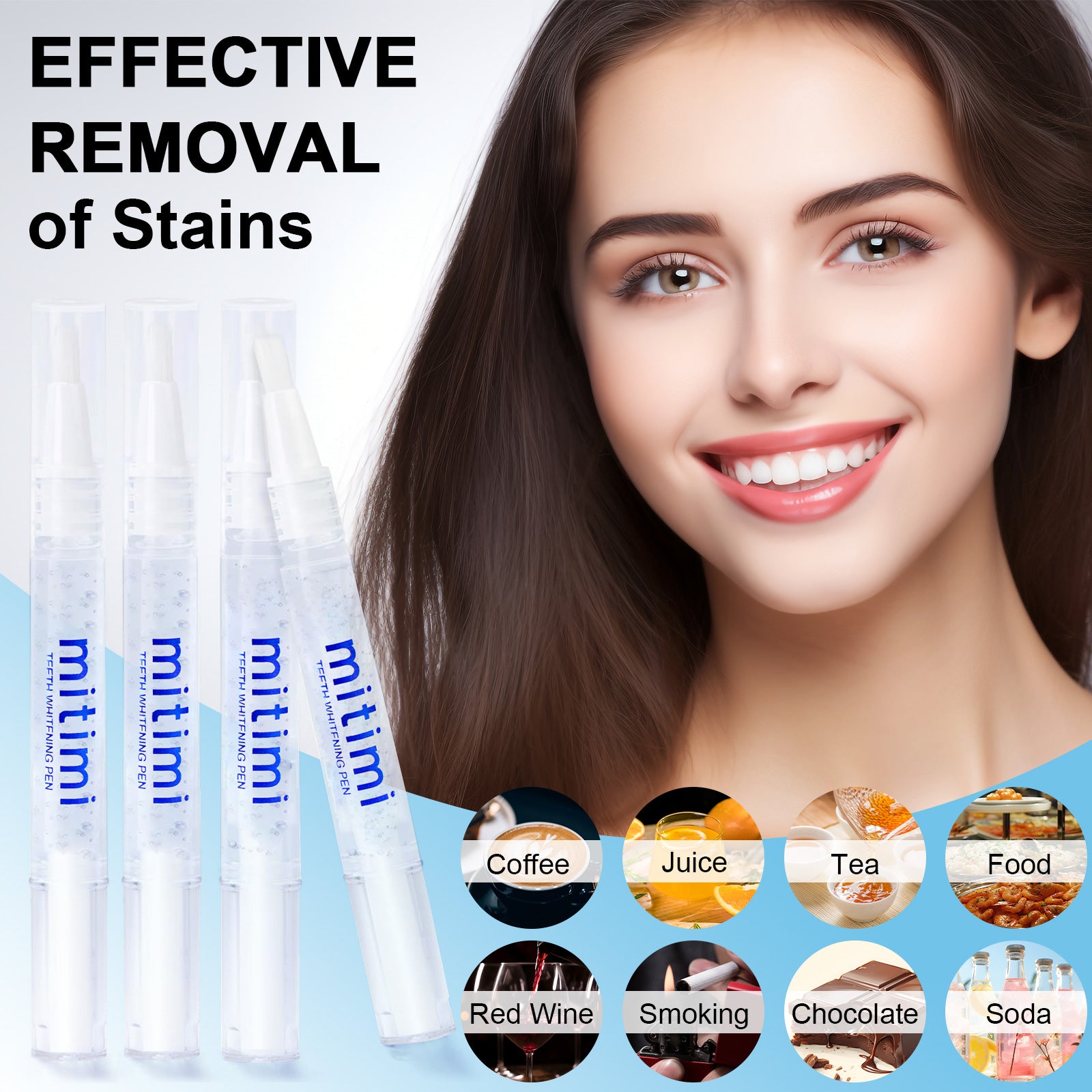 Mitimi Teeth Whitening Pens (4 Pack) - Painless, No Sensitivity, Travel Friendly, Mint Flavor - Brighten Smile for Travel, Work & Special Occasions