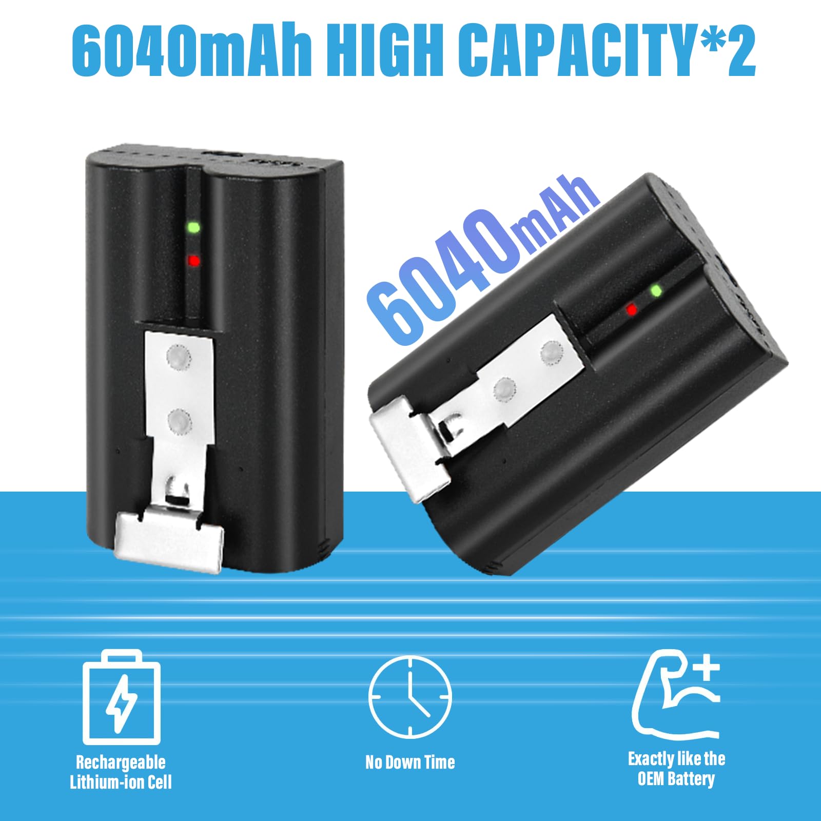 Hiweld Rechargeable Battery 2 Packs 6040mAh for Ring Doorbell Camera 1 & 2, Spotlight Camera, Stick Up Cam - Long Lasting Power for Home Security & Smart Surveillance (Indoor/Outdoor Use)