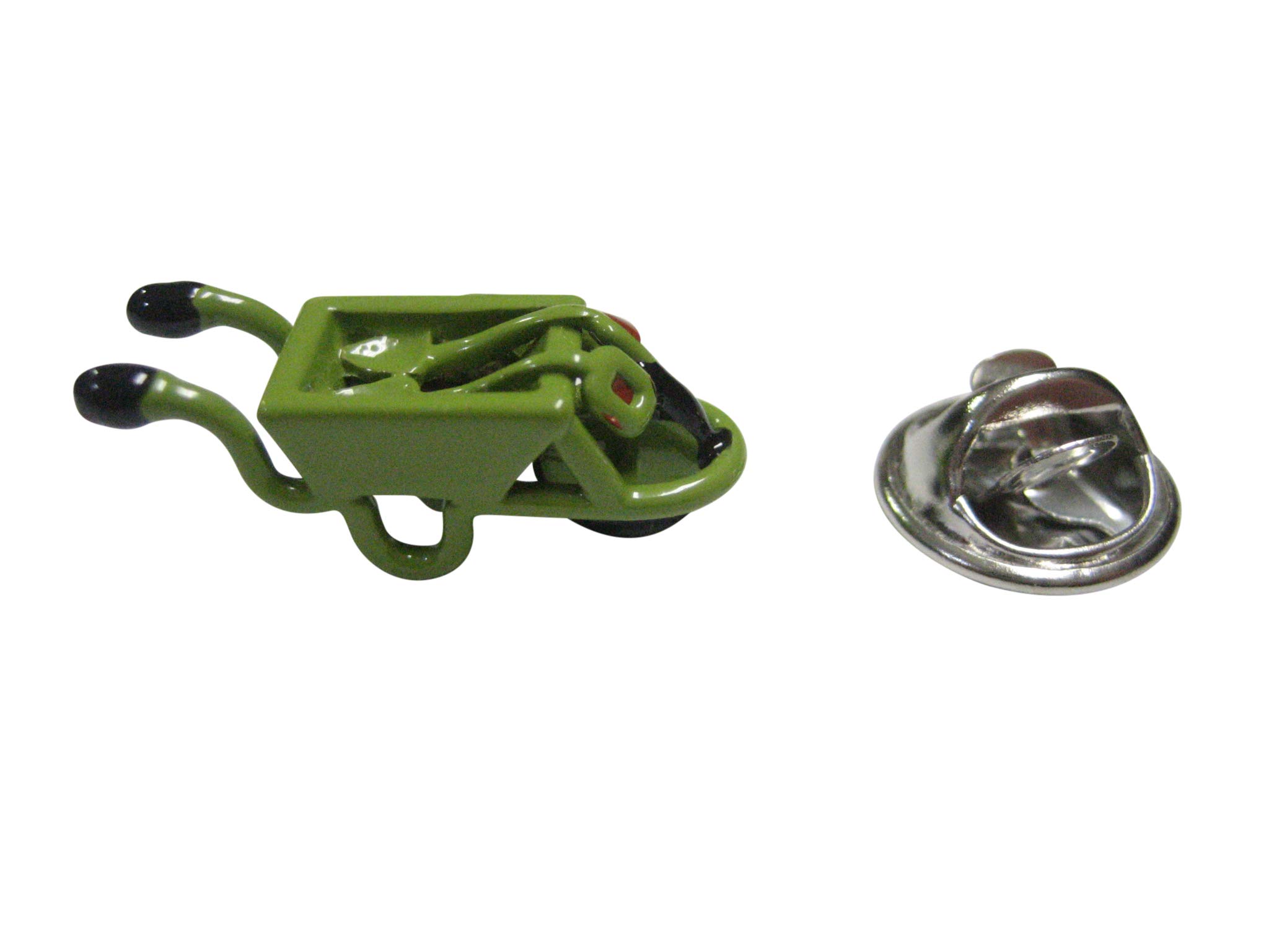 Kiola Designs Green Gardening Wheelbarrow Lapel Pin - Eco-Friendly Enamel Pin for Gardeners, Plant Lovers & Outdoor Enthusiasts - Perfect for Jackets, Hats & Backpacks
