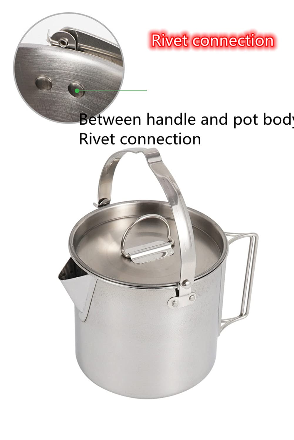 Stainless Steel Camping Kettle - 1.2L Outdoor Hanging Pot for Mountaineering, Picnics & Coffee Brewing | Portable Cookware for Backpacking, Hiking & Outdoor Adventures