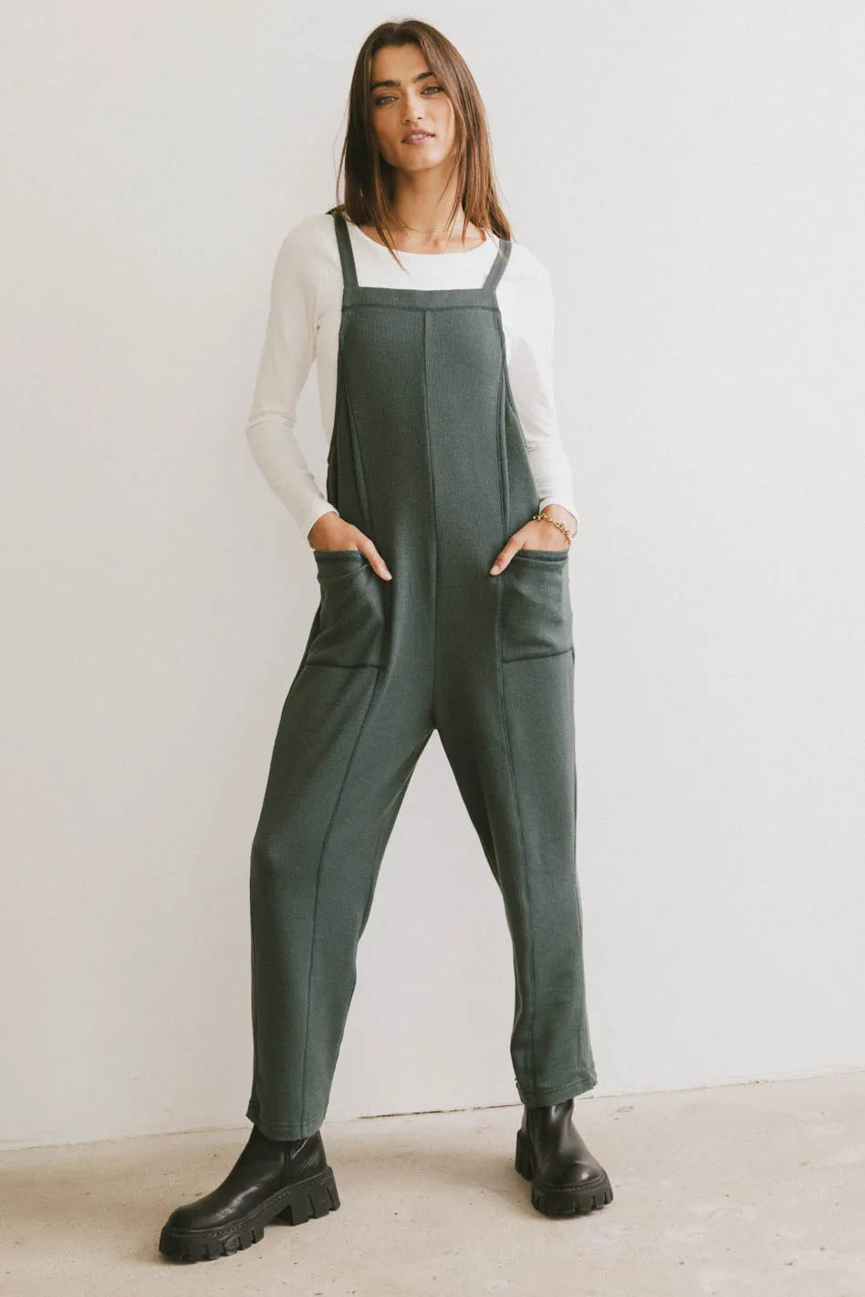 Kestrel Knit Overalls for Women - Moss Green Jumpsuit, Comfortable & Stylish Romper | Perfect for Casual Outings, Outdoor Adventures & Loungewear
