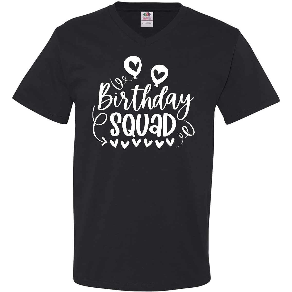 Inktastic Birthday Squad Cute Balloons and Hearts Men's V-Neck T-Shirt - Fun Party Outfit for Birthday Celebrations & Casual Wear