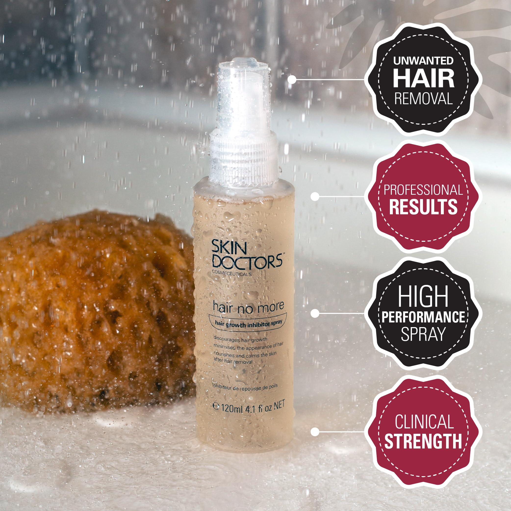 Hair No More Hair Growth Inhibitor Spray - 120ml | Reduces Unwanted Hair Growth | Ideal for Legs, Arms, Bikini Line & Underarms