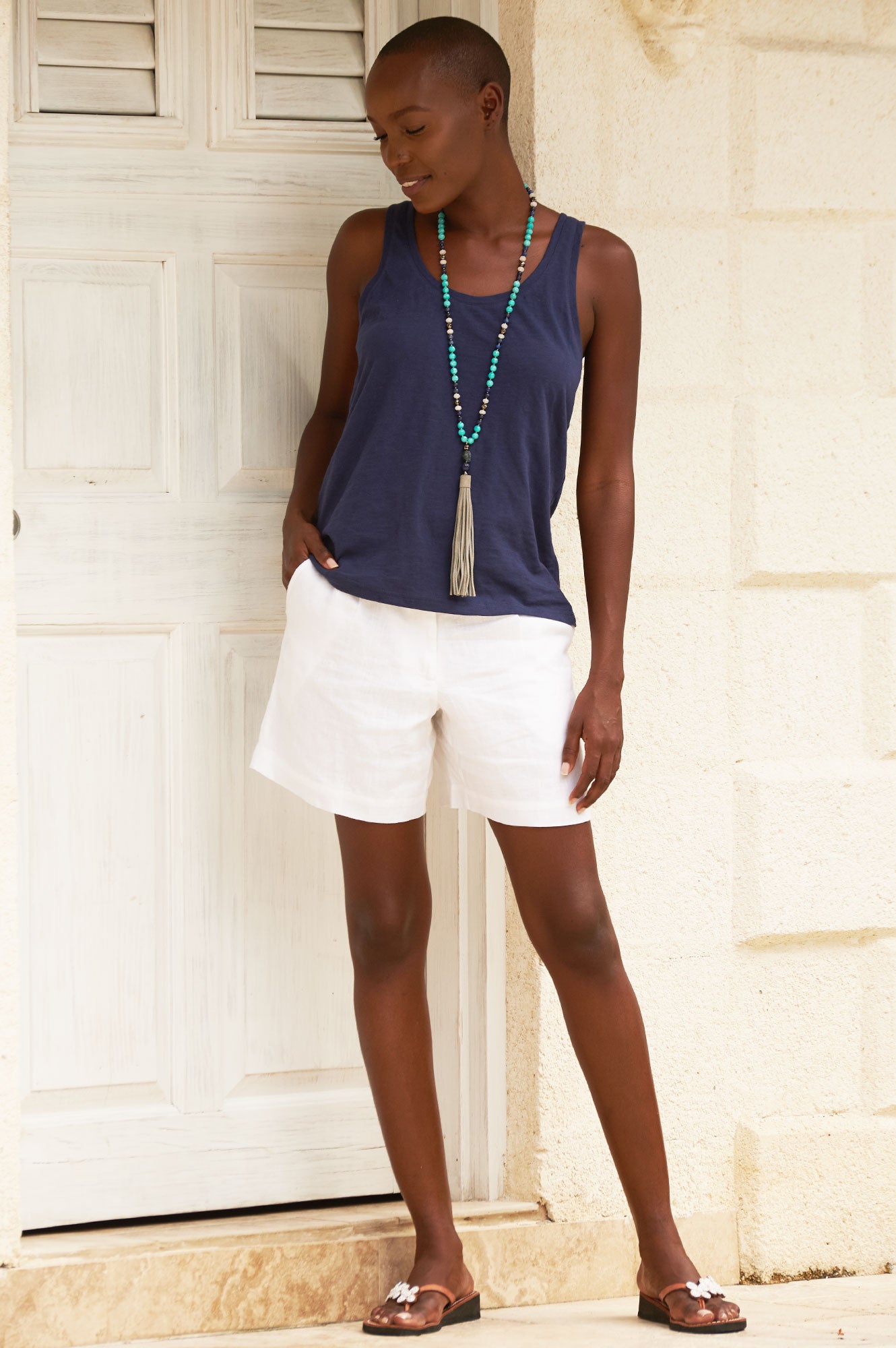 Women's Cotton Vest Top in Navy Blue - Soft & Comfortable Casual Wear for Summer, Gym, and Layering
