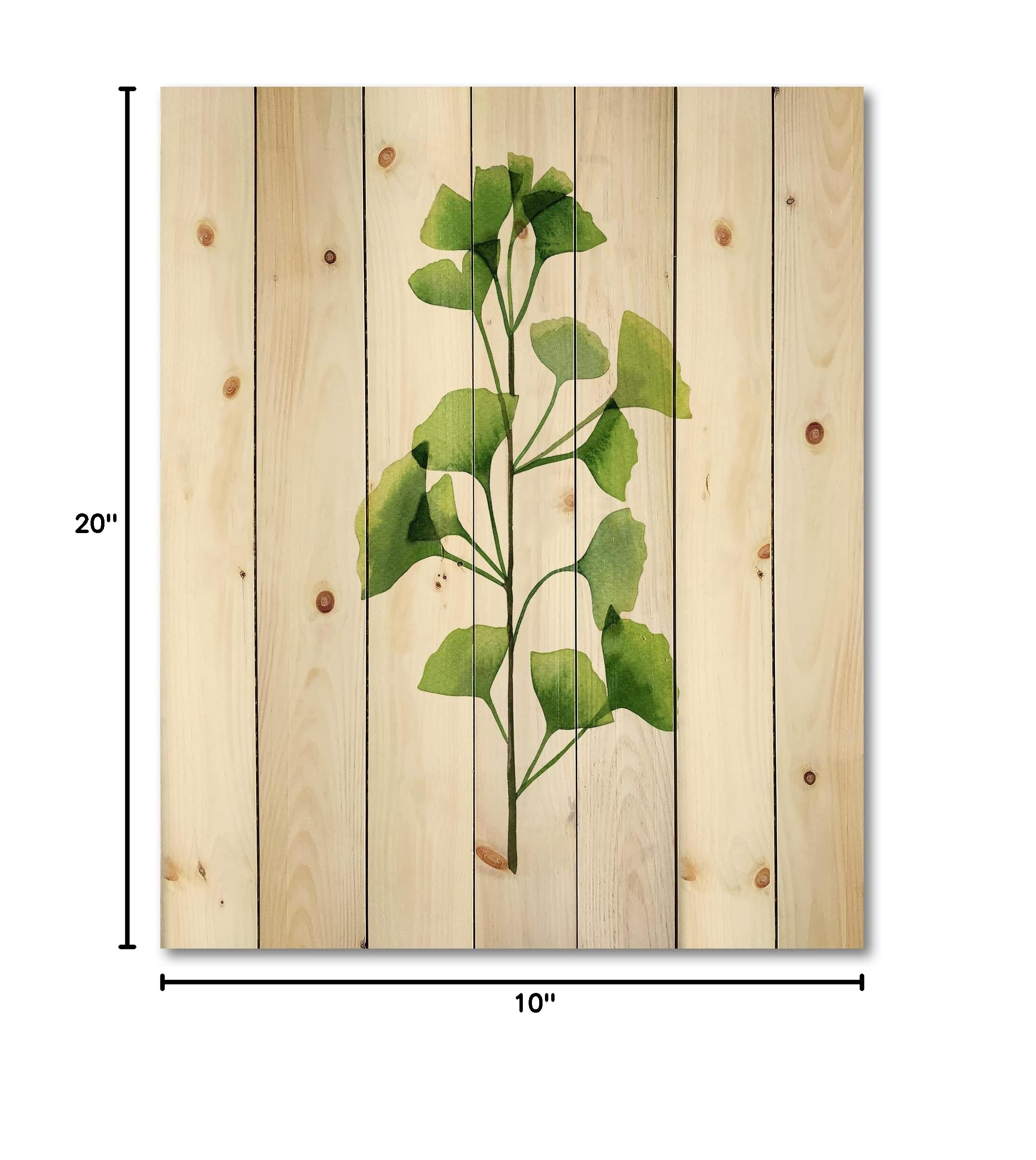 Farmhouse Wood Wall Decor - Green Field Plant Foliage Printed on Natural Pine Wood, Large Floral Wall Art Panels for Living Room, Bedroom & Home Decor