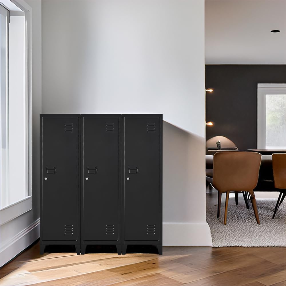 Metal Locker with Doors & Shelves - Secure Storage Cabinet for Small Spaces | Office, Garage, School & Gym Use | Employee & Personal Lockable Storage Solution