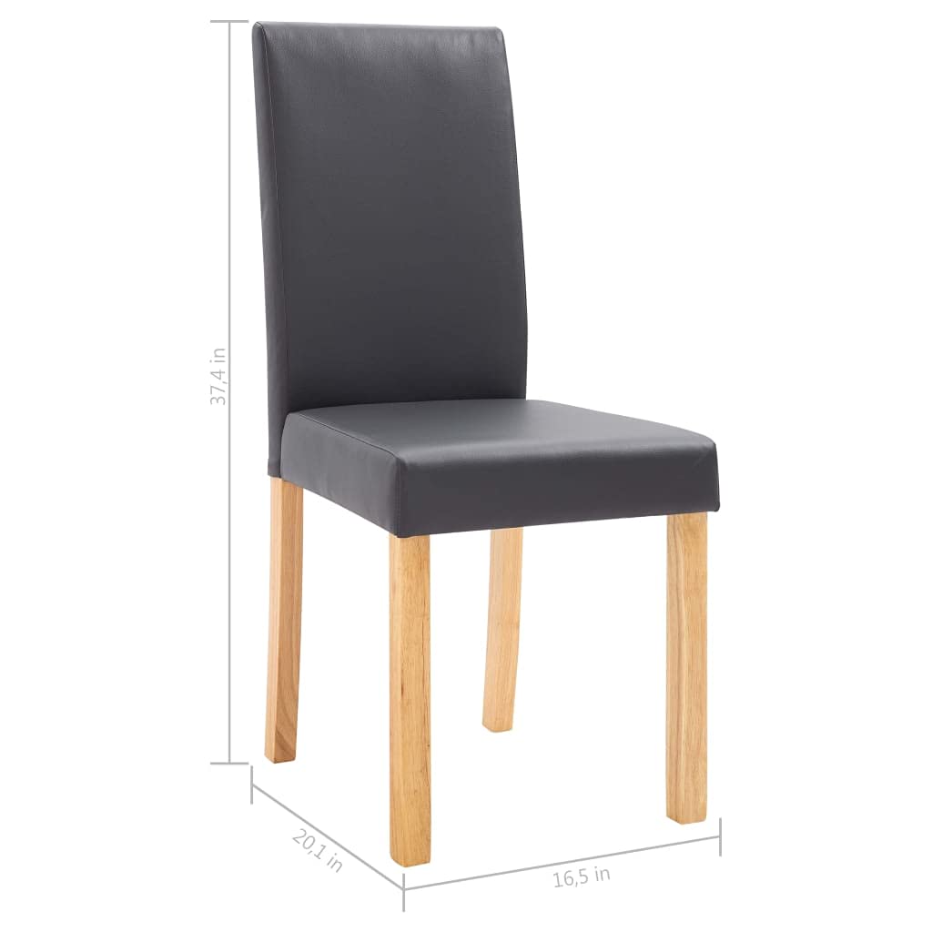 4-Piece Gray Faux Leather Dining Chairs Set - Upholstered High Back Side Chairs with Padded Seat for Kitchen, Dining Room, Bedroom & Living Room - Modern Comfortable Seating for Family Gatherings & Dinner Parties