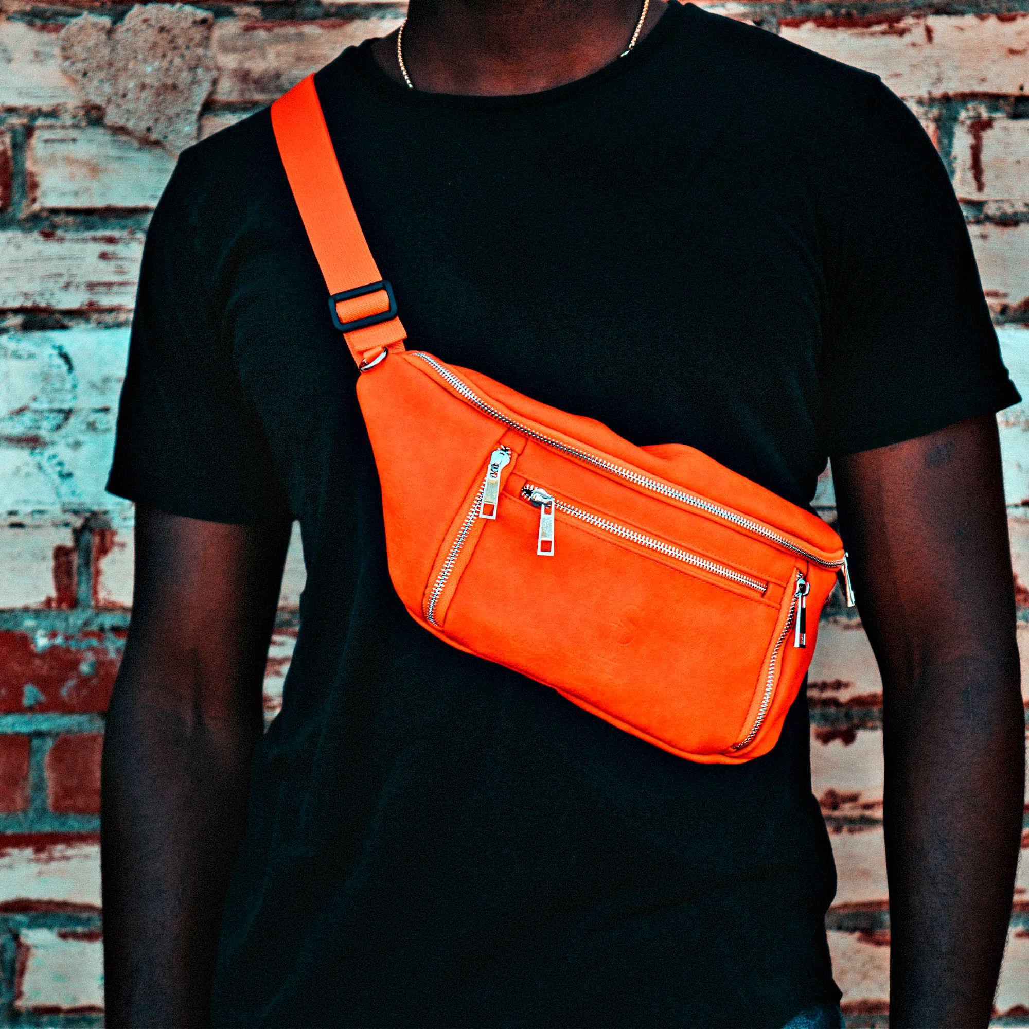 Orange Crossbody Sling Bag for Men & Women - Lightweight & Waterproof - Perfect for Travel, Hiking & Everyday Use