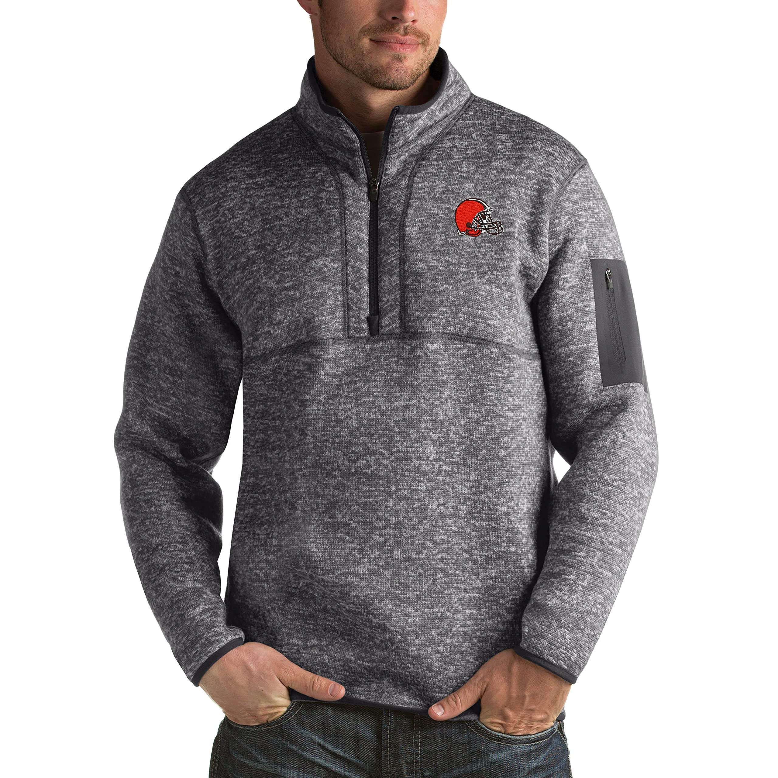 Antigua Men's NFL Fortune Big & Tall Quarter-Zip Pullover Jacket - Football Fan Outerwear for Game Day & Cold Weather