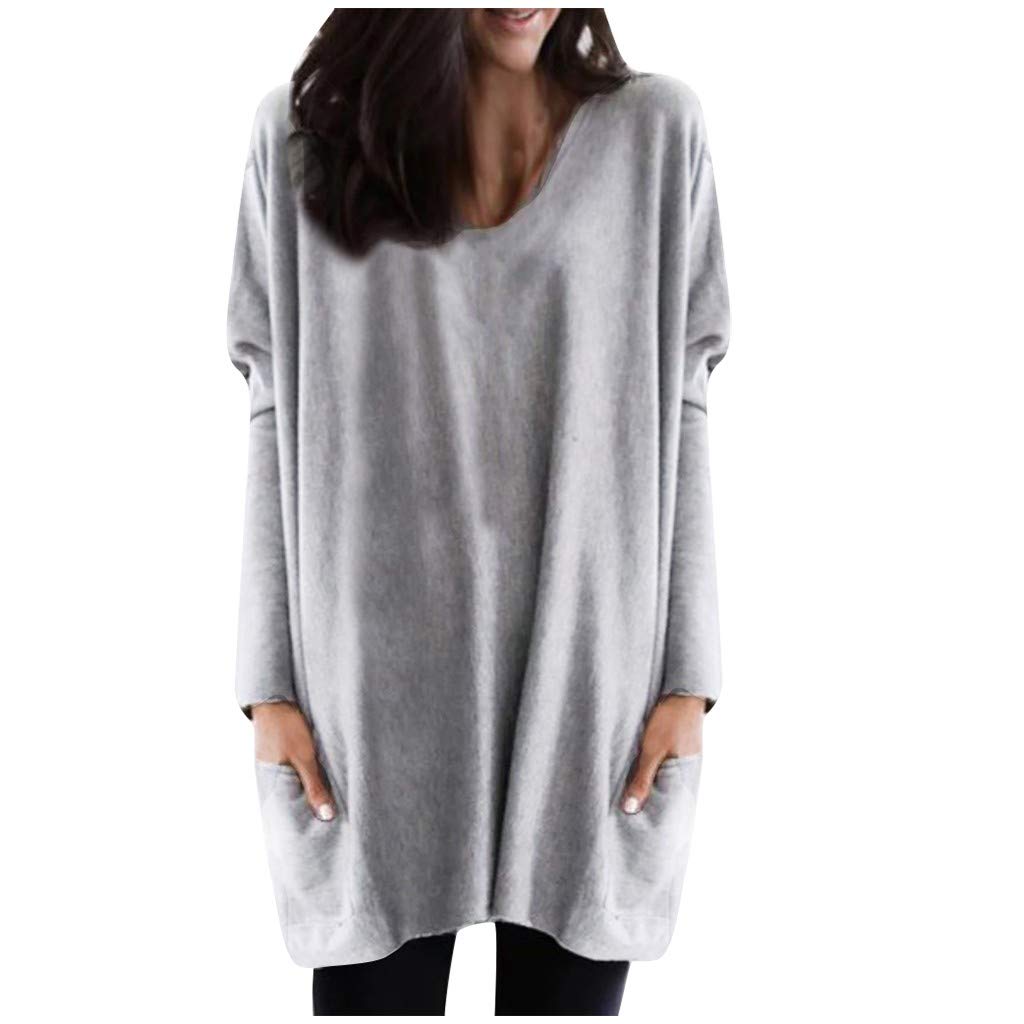 Women's Loose Fit Long Sleeve V-Neck Sweatshirt - Soft Solid Color Pullover Blouse with Button Up Front | Casual Fall Winter Tops for Women | Perfect for Office, Travel & Everyday Wear