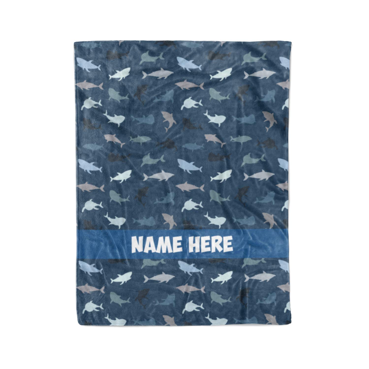 Personalized Shark Pattern Fleece & Sherpa Throw Blanket - Soft Lightweight Blanket for Boys, Girls, Kids & Adults - Perfect for Bed, Sofa, Travel & Gift Giving