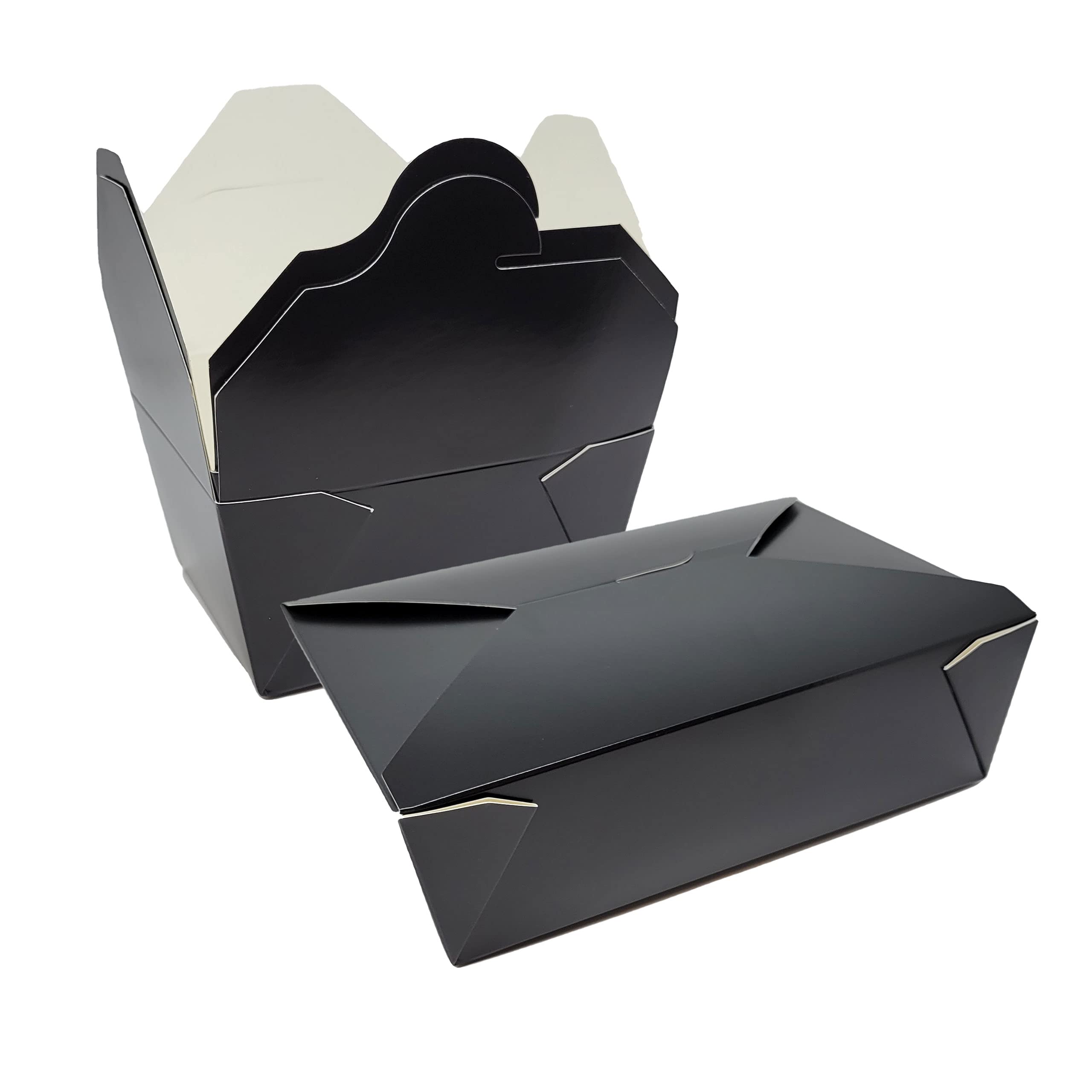 64oz Black Disposable Takeout Food Containers - 200 Pack Foldable Togo Boxes 7.75