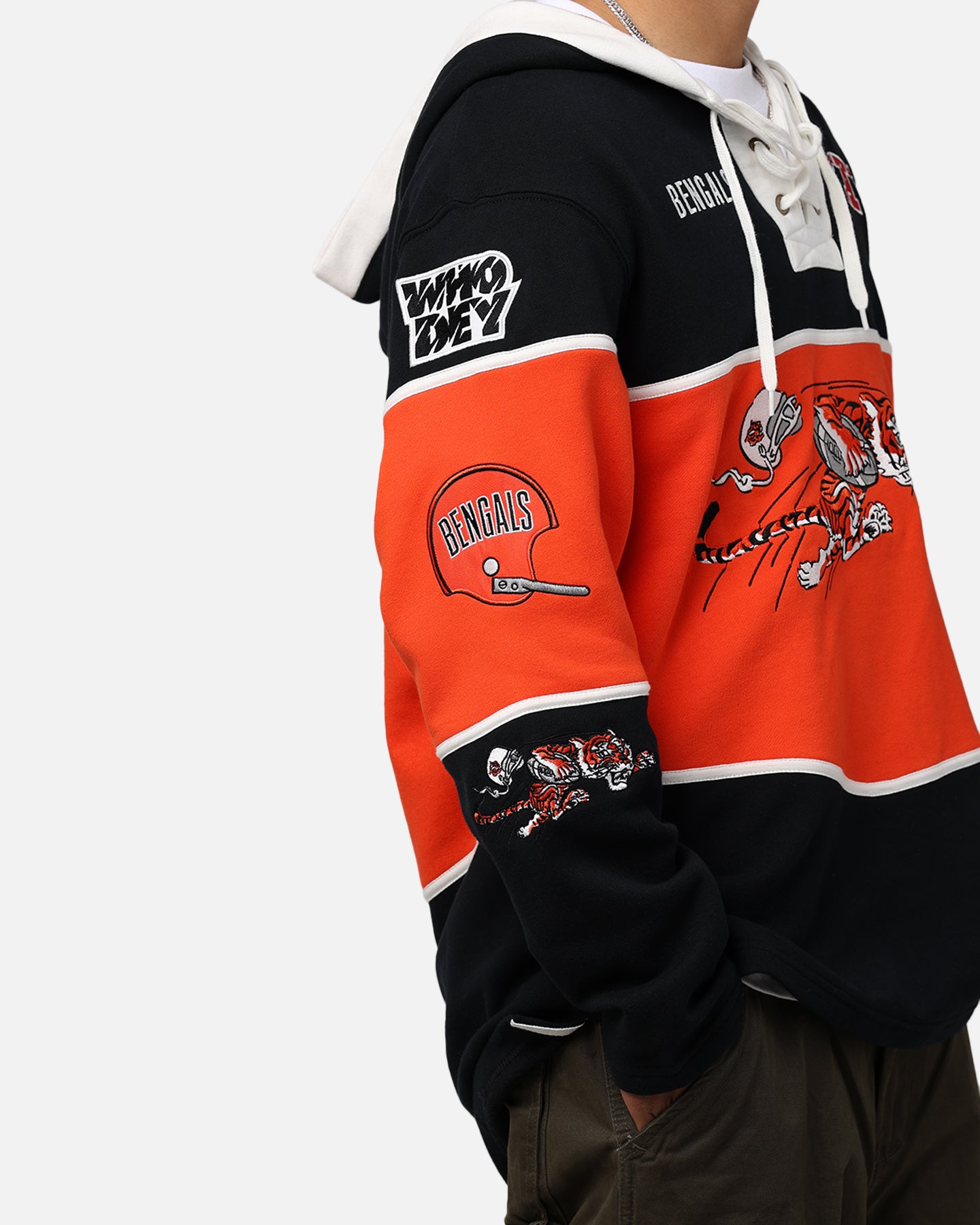 47 Brand Cincinnati Bengals NFL Legacy Lacer Hoodie - Jet Black - Men's Sports Fan Apparel for Game Day & Casual Wear