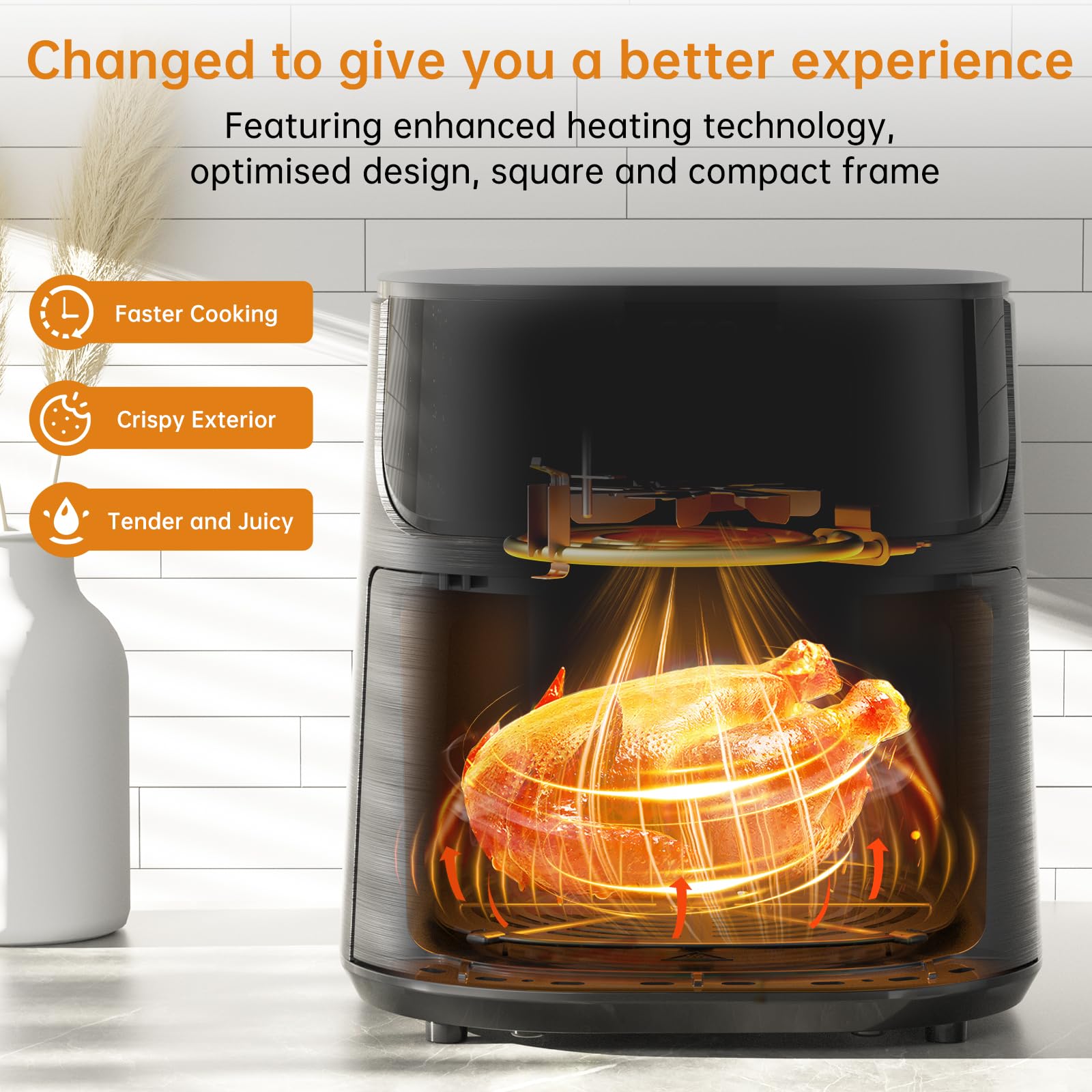 11-in-1 Large 5.8 QT Air Fryer with View Window - 450℉ Max Temperature for Crispy Food, 85% Less Oil - Fast Roast, Bake, Preheat & Shake Function - Non-Stick Basket for Easy Cleaning - Includes Recipe Book - Perfect for Family Dinners, Healthy Snacks & Quick Frozen Meals