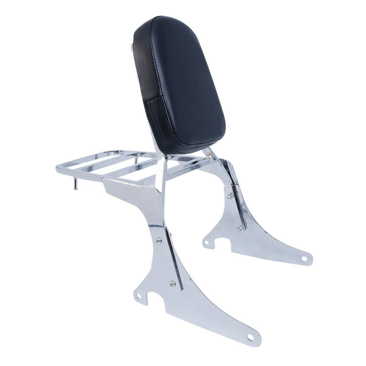 Chrome Backrest Sissy Bar Luggage Rack for Kawasaki Vulcan VN400 VN800 (1995-2012) - Motorcycle Passenger Comfort & Storage Solution for Long Rides & Touring