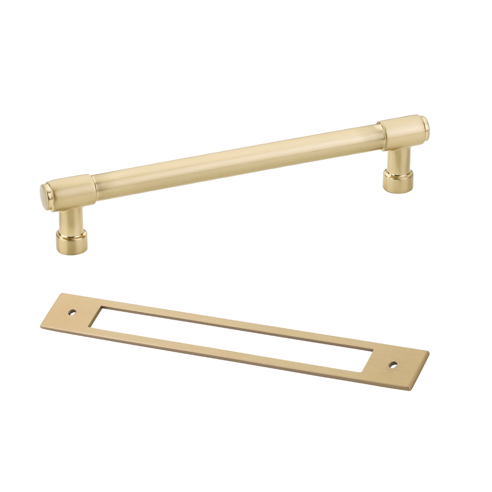 Champagne Bronze Industrial Modern Cabinet Pulls and Knobs with Backplate - Sleek Hardware for Kitchen, Bathroom & Furniture Upgrades