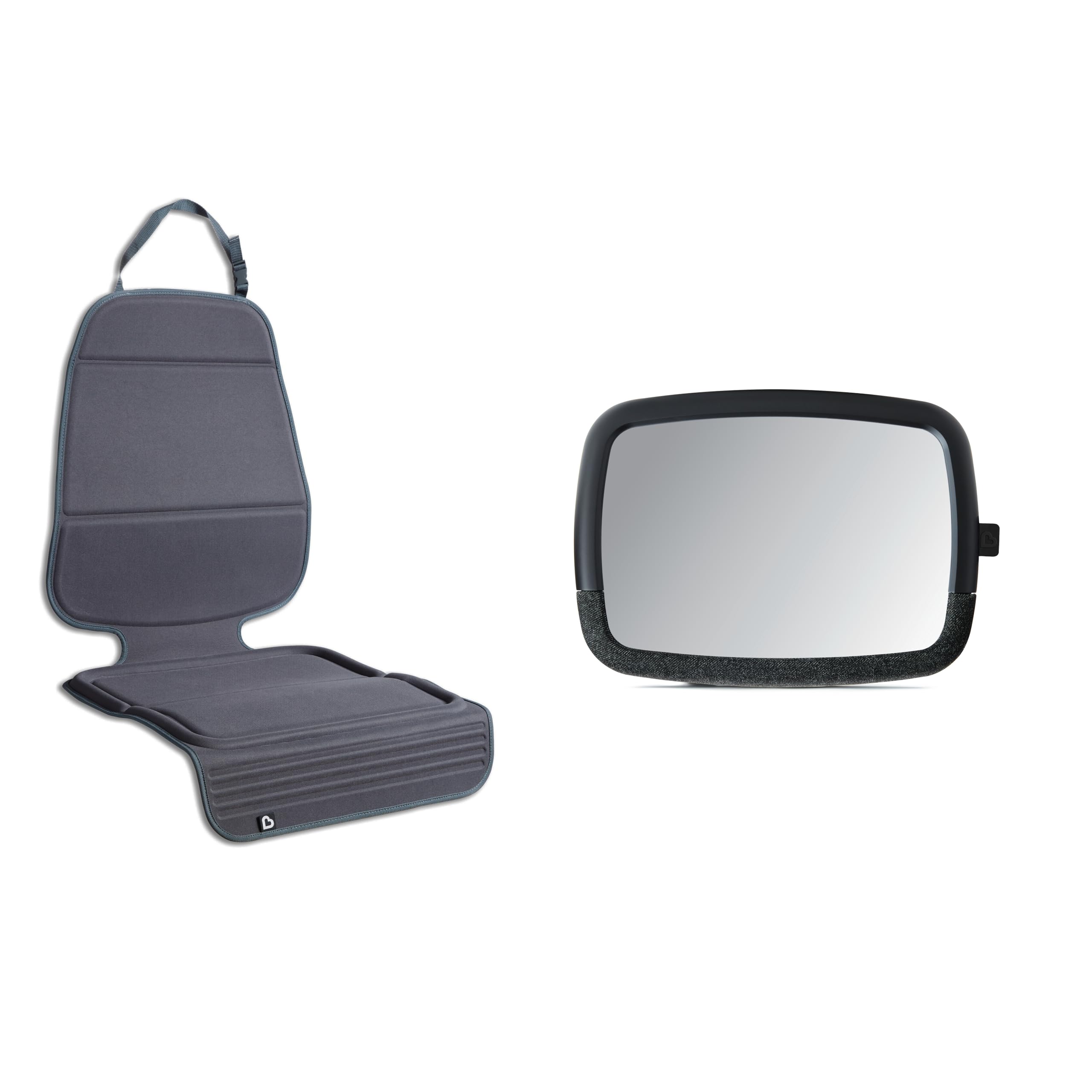 **Munchkin Car Seat Cover & Baby Backseat Mirror Set - Elite Seat Guardian Protector for Under Car Seats & Toddler Booster Seats, Pivot 360° Adjustable Auto Mirror for Rear-Facing Car Seats - Perfect for Safe & Comfortable Family Travel**