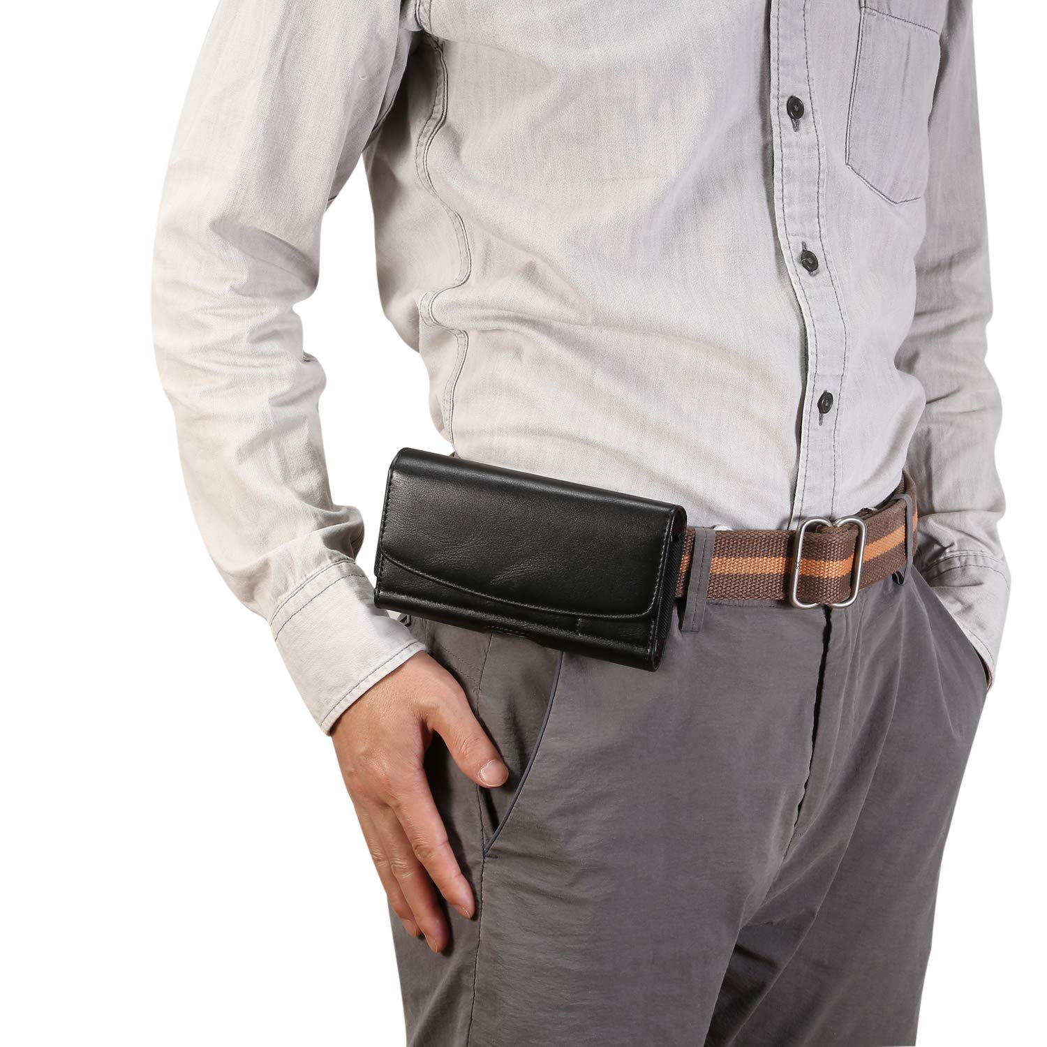 Premium PU Leather Belt Clip Holster Phone Case for Samsung Galaxy S24/S23/S22 Ultra, A16/A14/A13/A05/A04e/A03s, Google Pixel 8/7 Pro, iPhone 16 Pro Max & OnePlus Nord N30 5G/12 - Secure Carry Pouch for Work, Hiking & Outdoor Activities