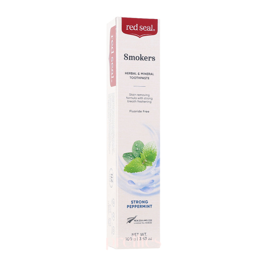 Red Seal Natural Toothpaste for Smokers - 100g Fresh Mint Fluoride-Free Toothpaste for Teeth Whitening & Bad Breath - Ideal for Daily Oral Care & Travel