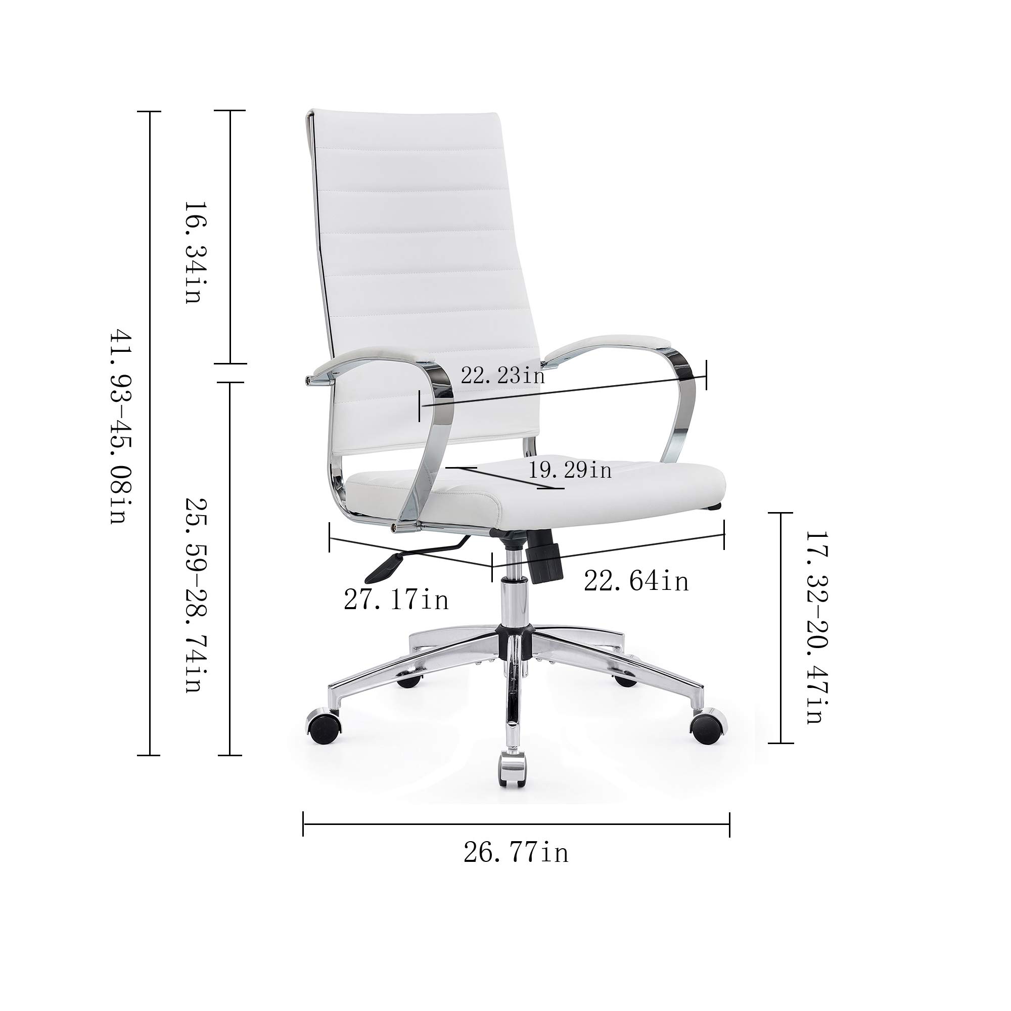 Premium Ergonomic Office Chair - High Back PU Leather Executive Desk Chair for Heavy People (320 lbs) - Modern Home & Office Workspace Comfort - White (4020-white)