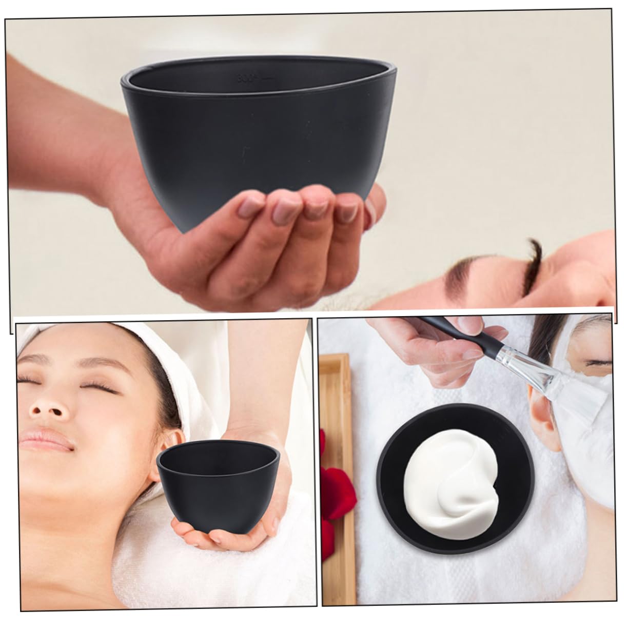 NOLITOY 4-Piece Black Silicone Mask Mixing Bowls Set - DIY Facial Mask Making Tools for Skin Care, Cosmetic Mud Stirring & Mixing Containers - Perfect for Spa, Beauty Salon & At-Home Skincare Routines