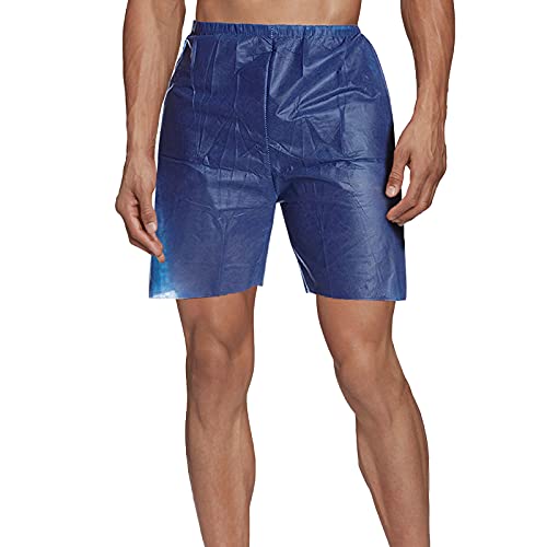 EZGOODZ Disposable Exam Shorts - Pack of 50, Adult SMS 35 GSM, Large Dark Blue Boxers with 1