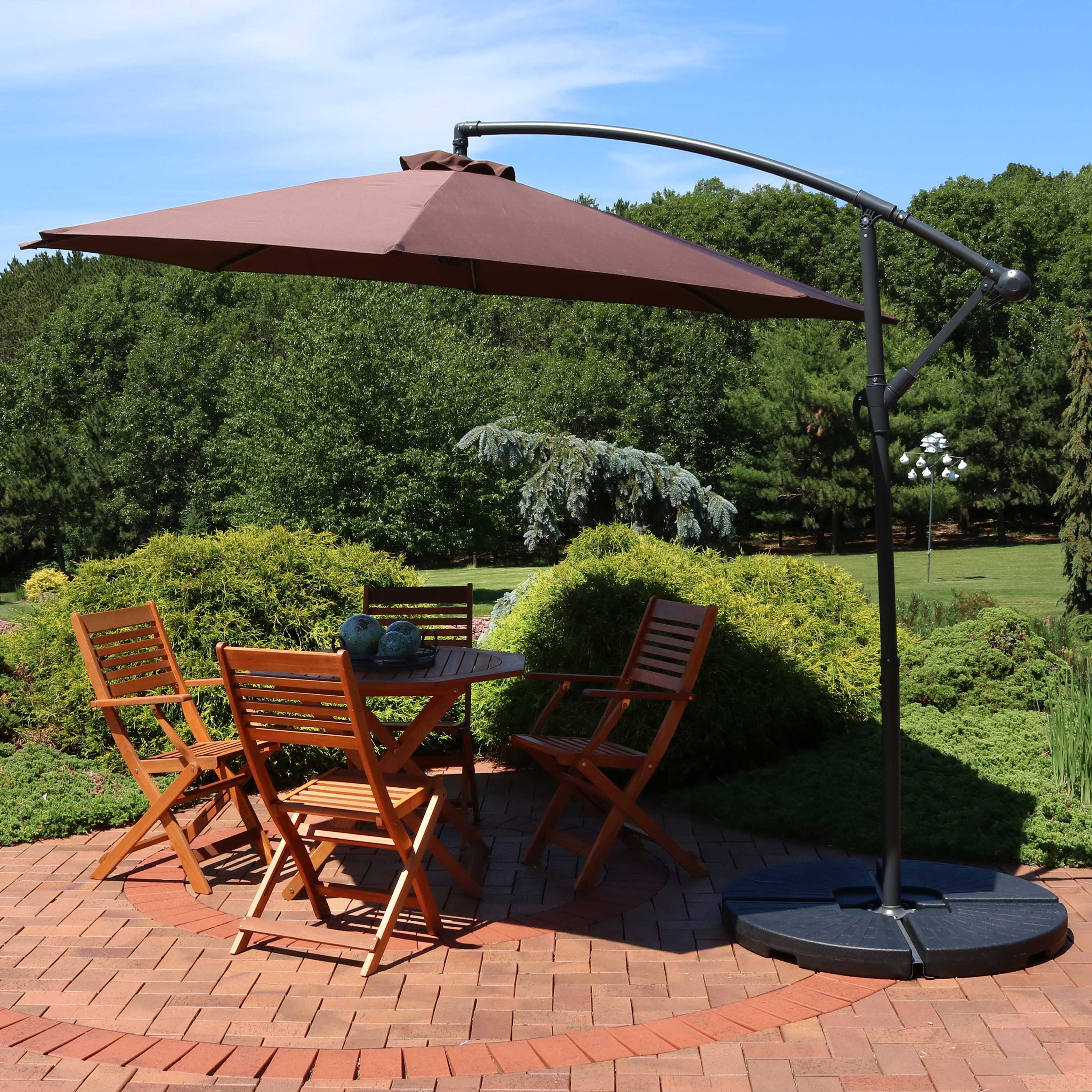 10' Offset Patio Umbrella with Cantilever & Cross Base - Heavy Duty Outdoor Sun Shade for Pool, Deck, Garden, and Backyard - Sunnydaze