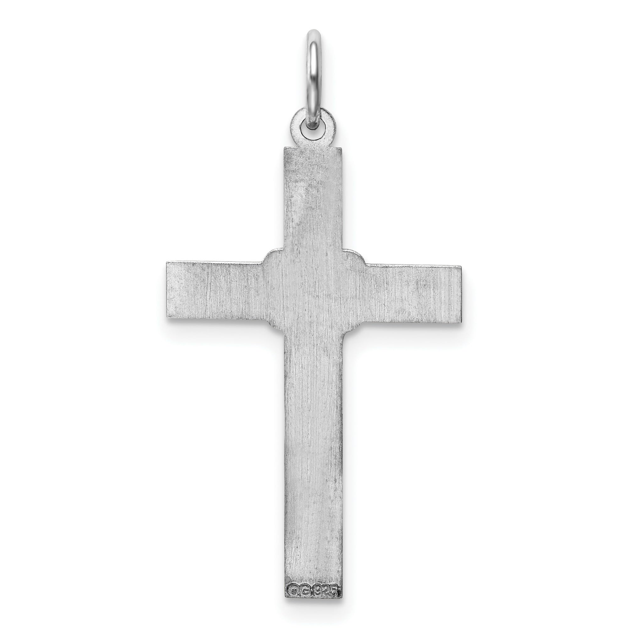 Elegant Sterling Silver Laser-Engraved Cross Pendant Necklace - 26mm x 16mm - Perfect for Gifts, Religious Jewelry & Everyday Wear
