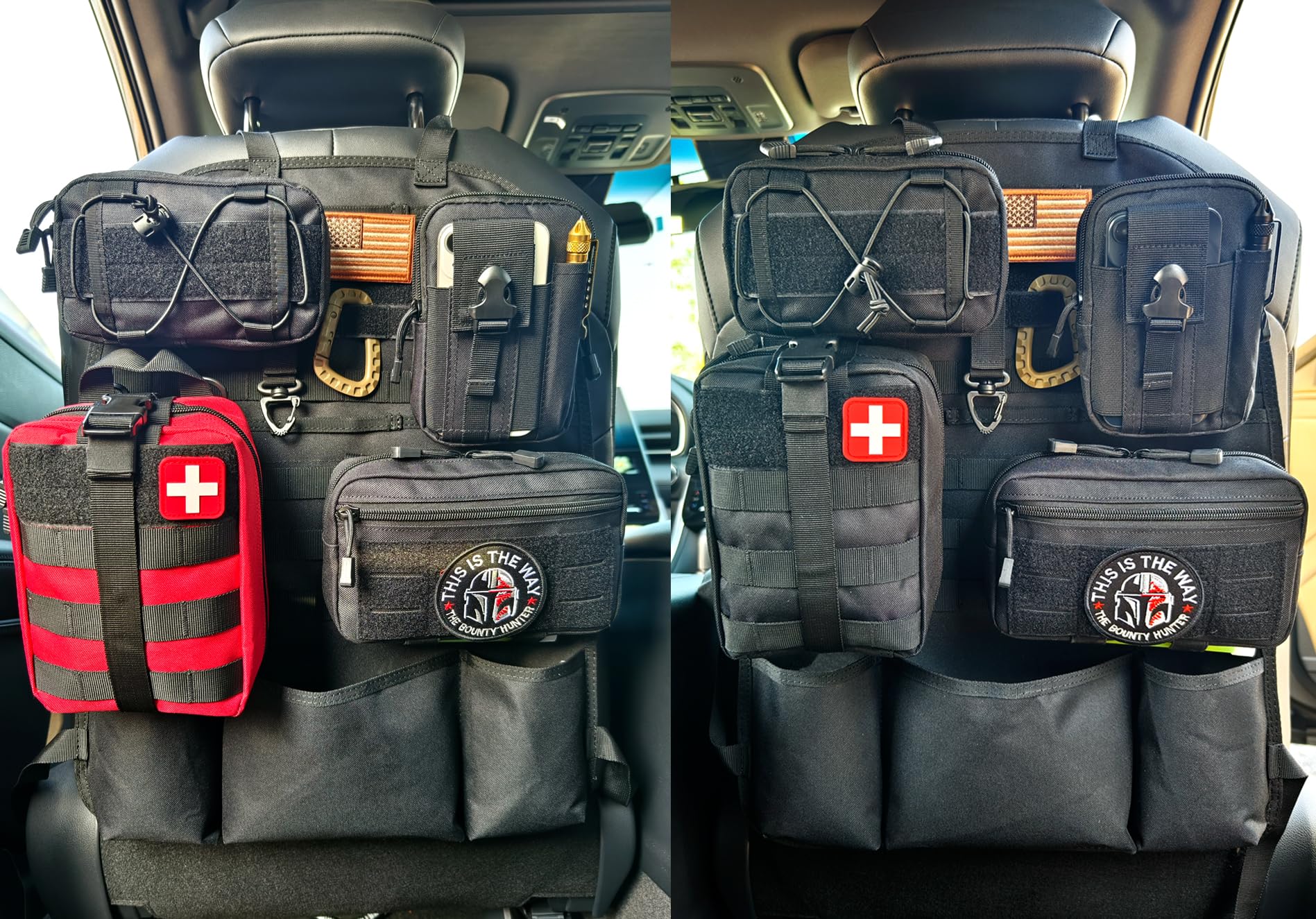Tactical Molle Seat Back Organizer - Universal Car Seat Cover Organizer Panel with Multiple Pouches for Storage (Black) | Perfect for SUV, Truck & Off-Road Vehicle Organization