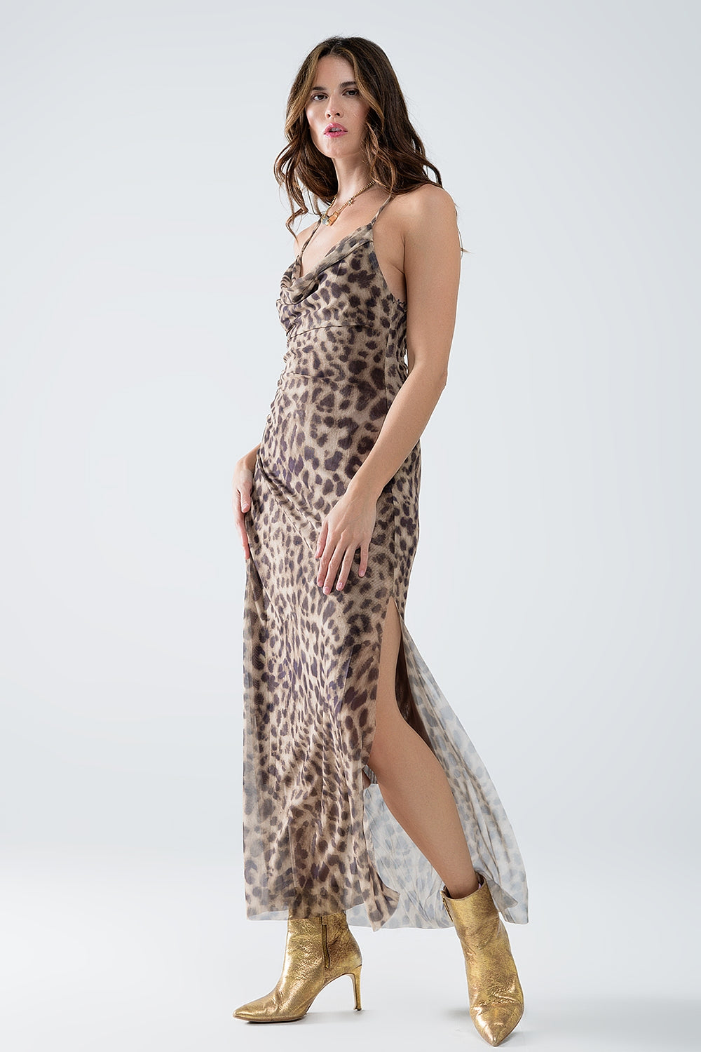 Leopard Print Mesh Strap Robe - Sexy Lingerie for Women, Comfortable Sleepwear & Boudoir Loungewear
