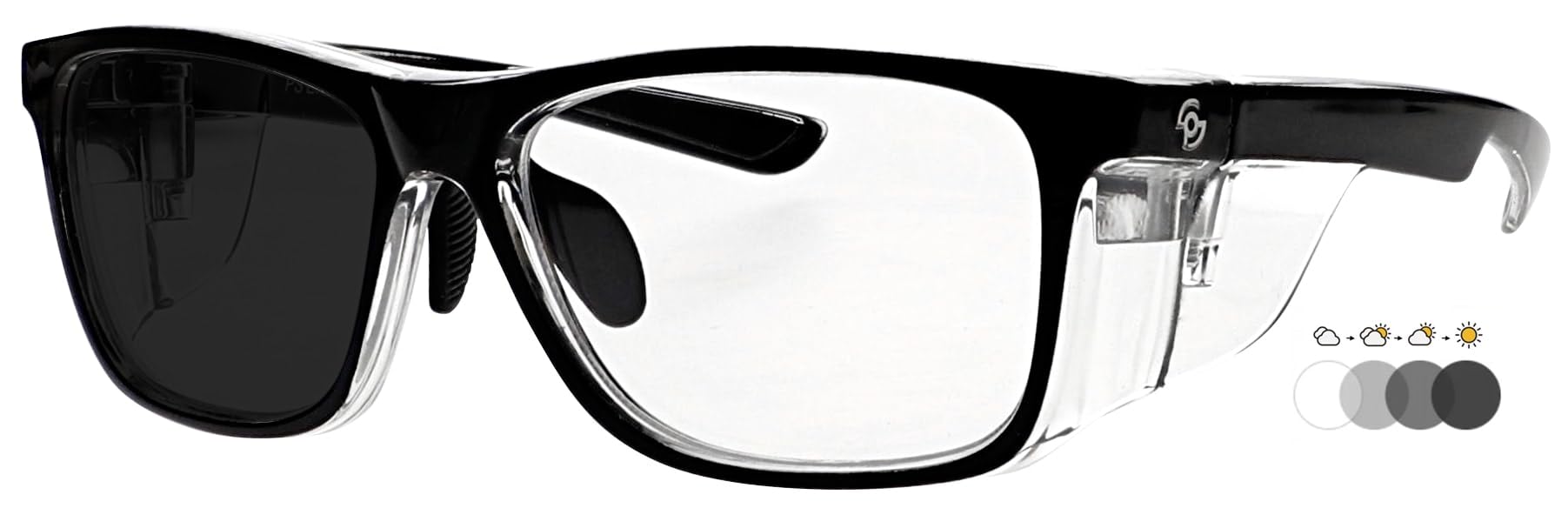 Photochromic Safety Glasses 15011 - UV Protection Transition Lenses, Lightweight TR-90 Frame with Side Shields - Perfect for Outdoor Work, Construction & DIY Projects