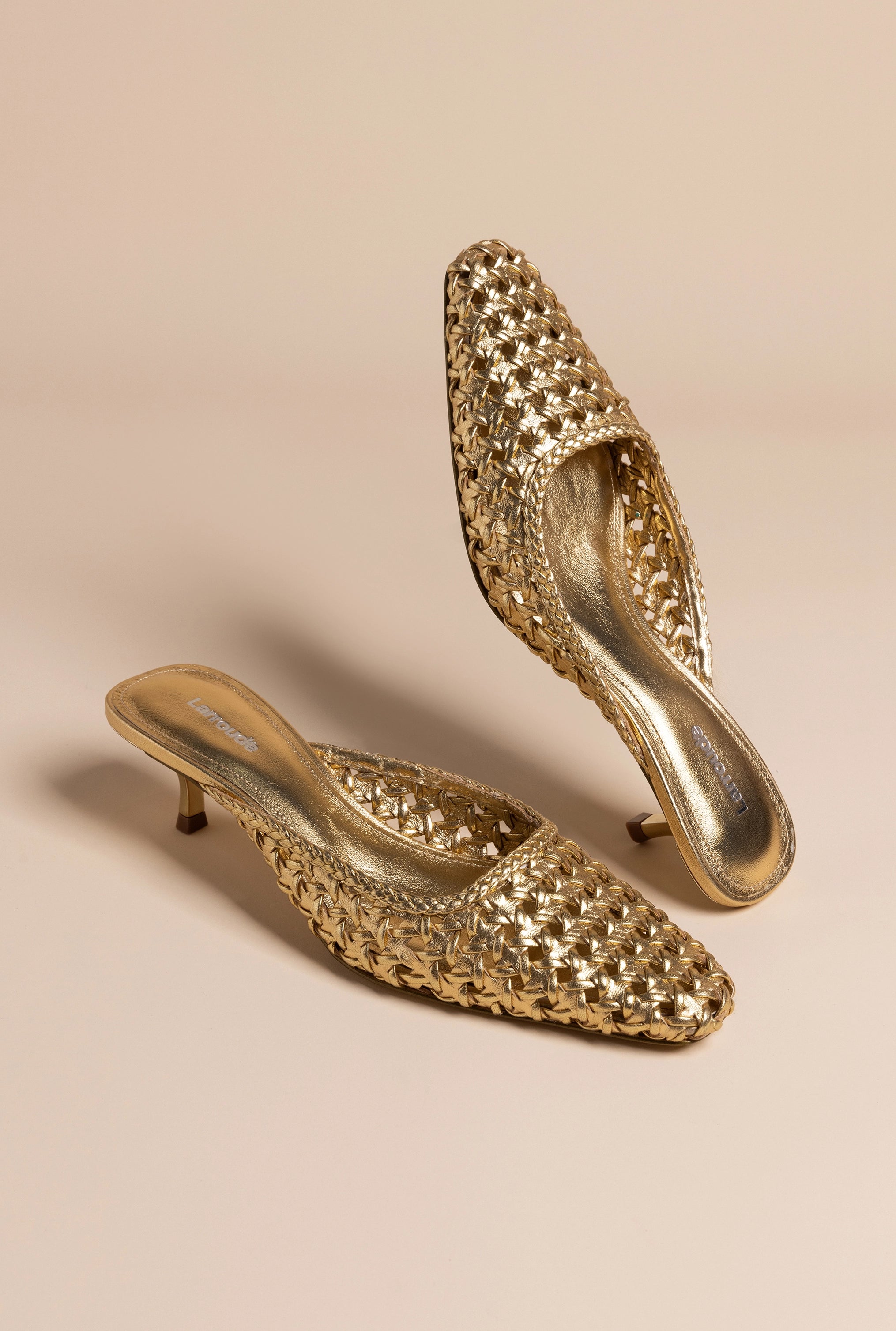 Amal Macrame Mule Sandals - Gold Metallic Leather Slides for Women | Bohemian Summer Shoes for Beach, Vacation & Casual Outfits