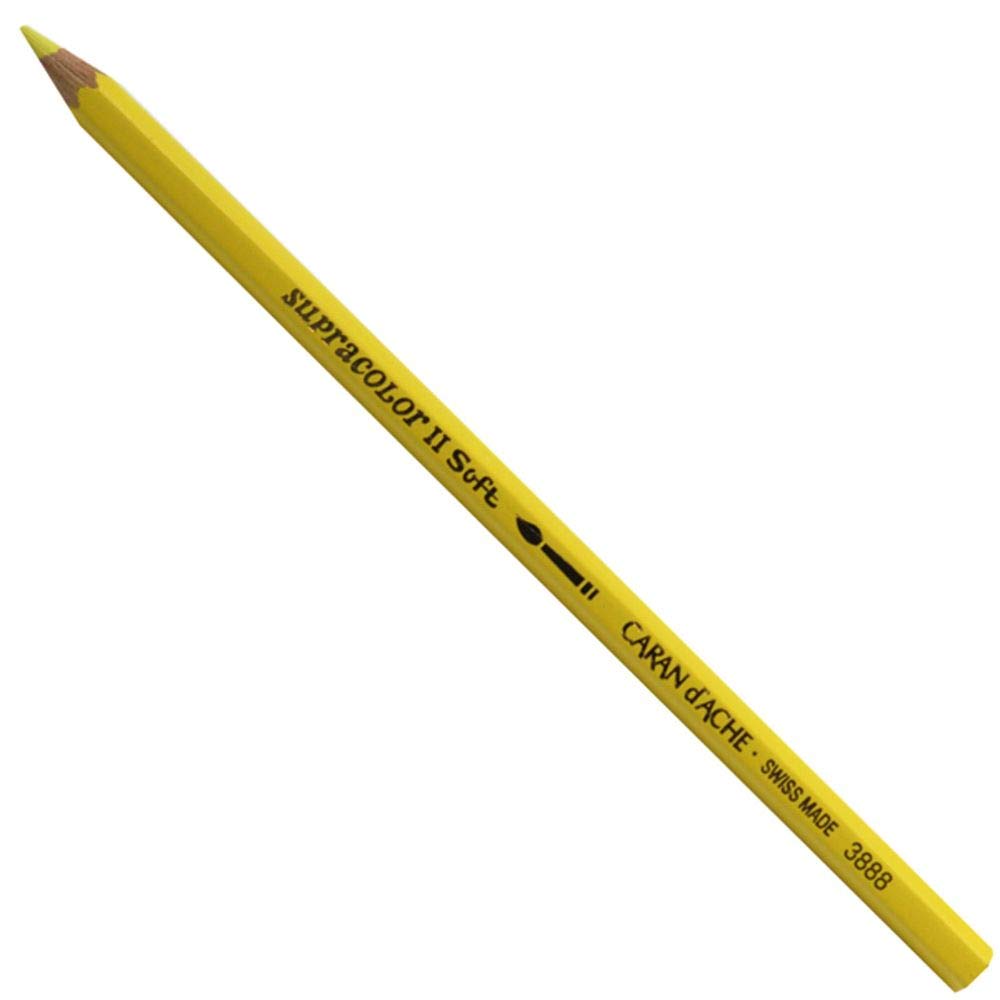 Caran D'ache Supracolor Water-Soluble Colored Pencil - Lemon Yellow (3888.240) | Premium Art Supplies for Sketching, Drawing & Watercolor Techniques