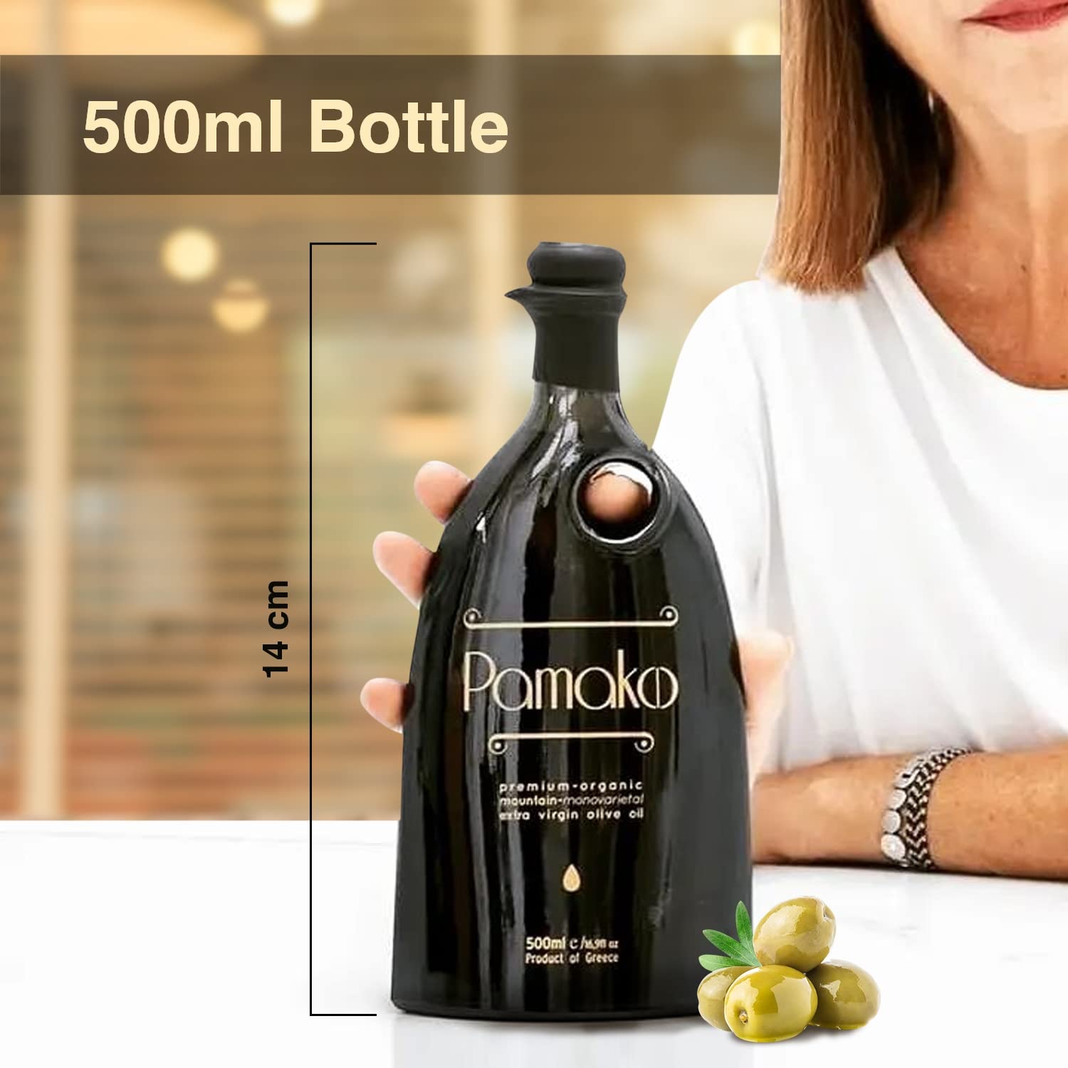 Pamako Ultra-Premium Organic Extra Virgin Olive Oil 500ml - Cold Pressed Monovarietal Greek EVOO (2023 Harvest, 2039mg/kg Polyphenols) - Perfect for Salads, Cooking & Gourmet Dipping