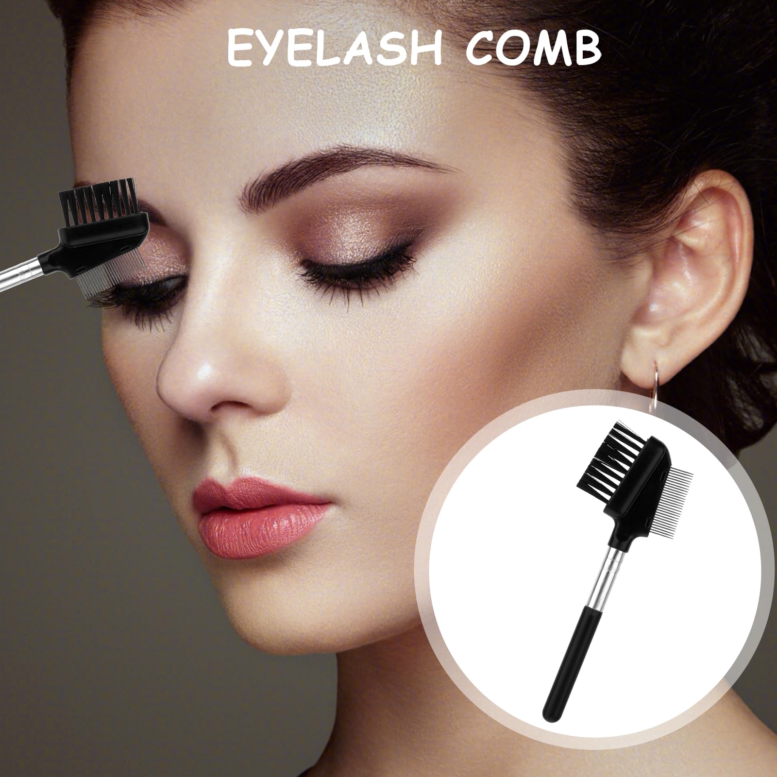 2-in-1 Metal Eyelash Comb & Eyebrow Brush - Portable Makeup Tool for Travel & Beauty