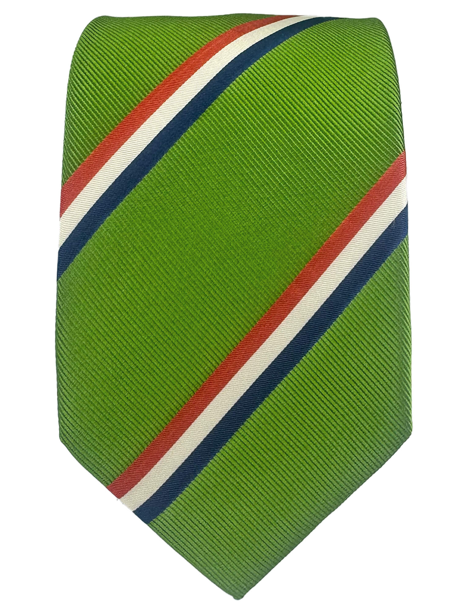 CANTINI Minerva Stripe Tie for Men - Classic Green Silk Necktie for Business, Wedding & Formal Occasions