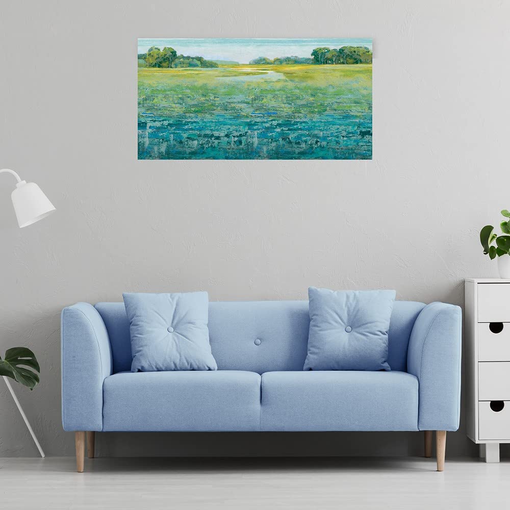 Evergreen Lowlands Fine Art Canvas Wall Decor by Paul Duncan - 40x21 Inches - Ready to Hang - Perfect for Living Room, Bedroom, Office & More - Nature Landscape Painting for Home & Commercial Spaces