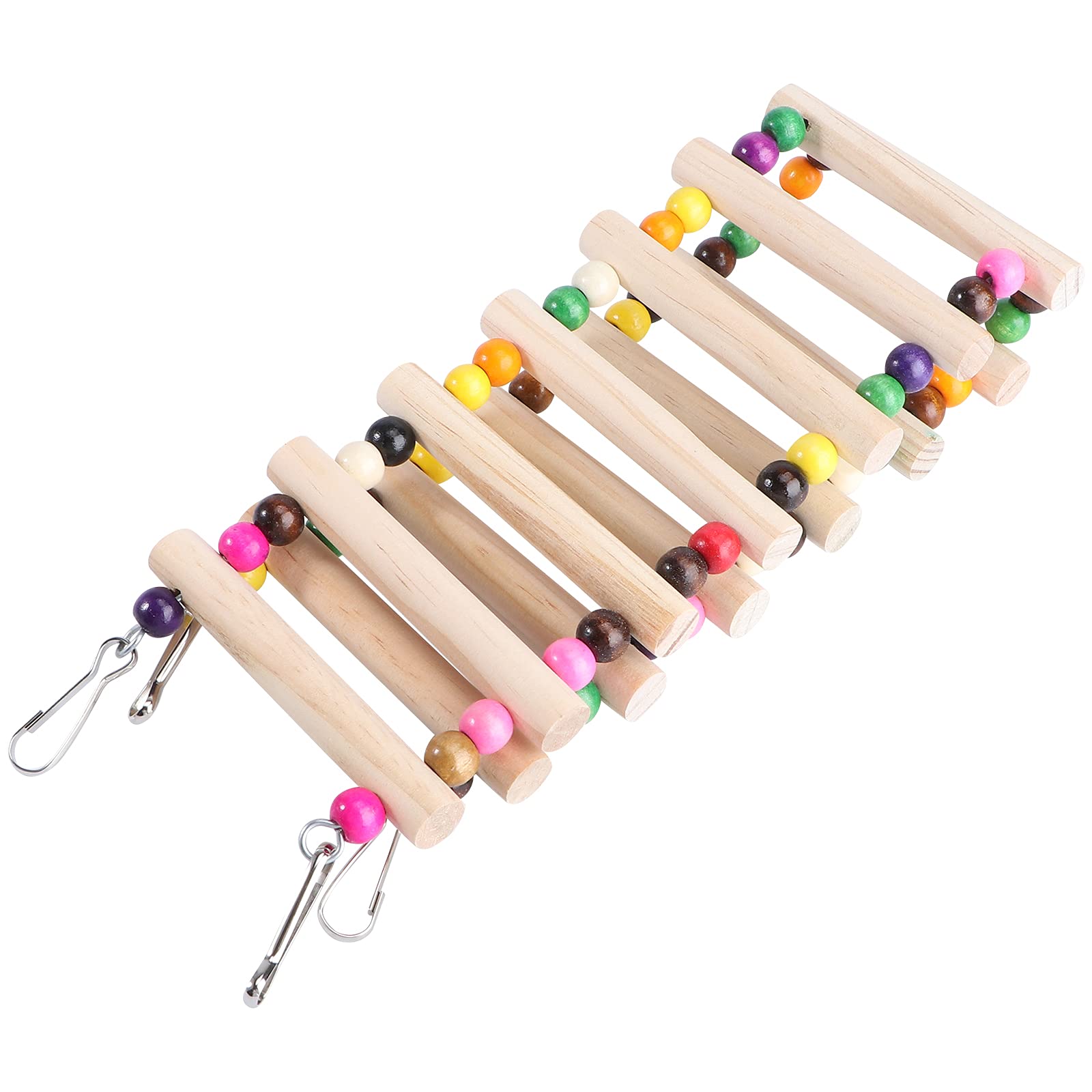 Natural Wooden Hamster Climbing Ladder & Parrot Toy with Chewable Beads - Fun Small Pet Plaything for Cages (Beige) | Perfect for Rodent Exercise & Bird Enrichment Activities