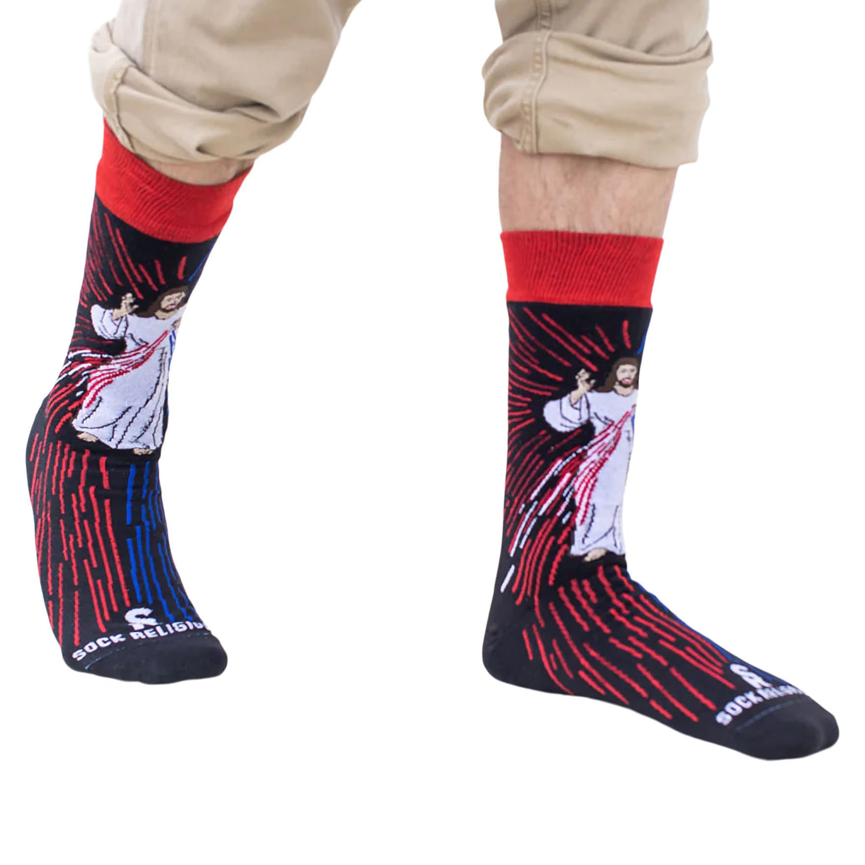 Religious Patron Saint Themed Crew Socks for Men & Women - Comfortable Polyester Blend Catholic Inspirational Fun Socks - Perfect for Church, Daily Wear & Gift Giving