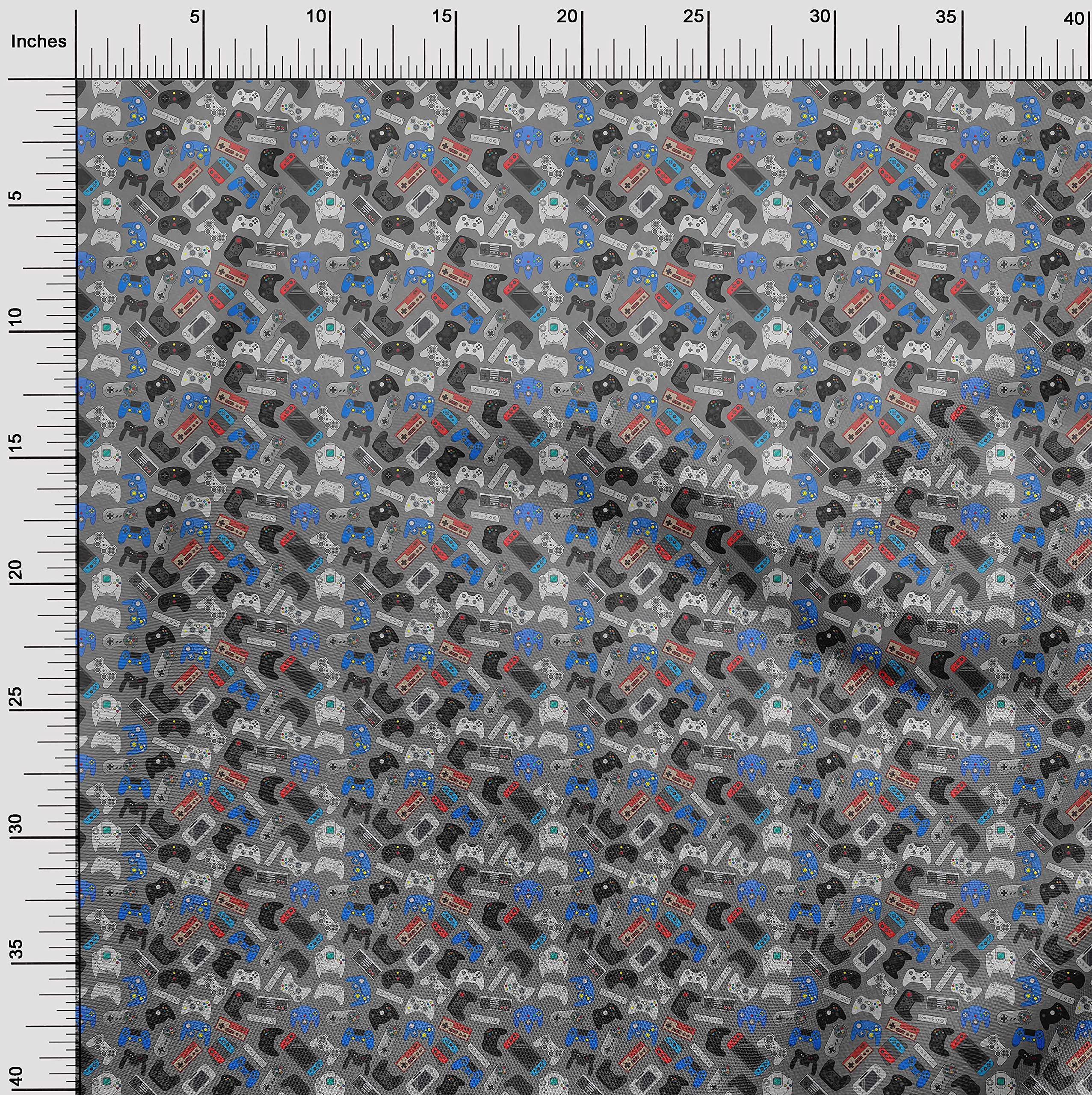 oneOone Cotton Jersey Gray Video Game Printed Fabric - 58 Inch Wide DIY Sewing Material for Clothing, Quilting & Crafts | Soft & Durable Fabric by The Yard for Cosplay, T-Shirts & Home Decor