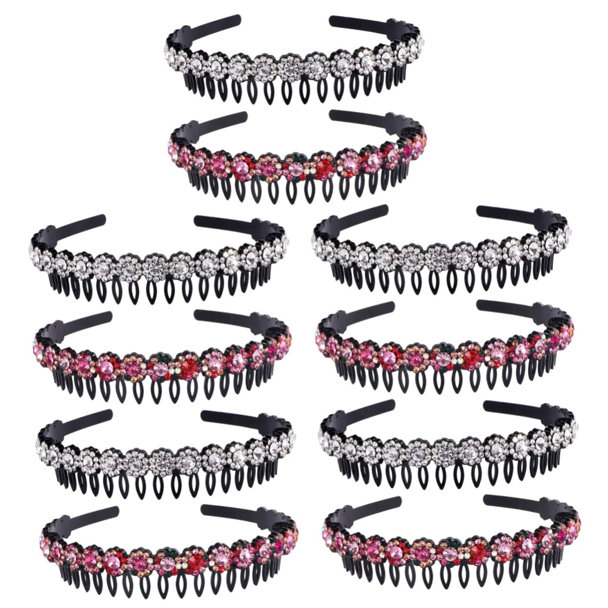 10 Pcs Non-Slip Rhinestone Headbands for Women & Girls - Sparkling Crystal Hair Accessories with Teeth Grip - Perfect for Workouts, Yoga, Parties and Daily Styling