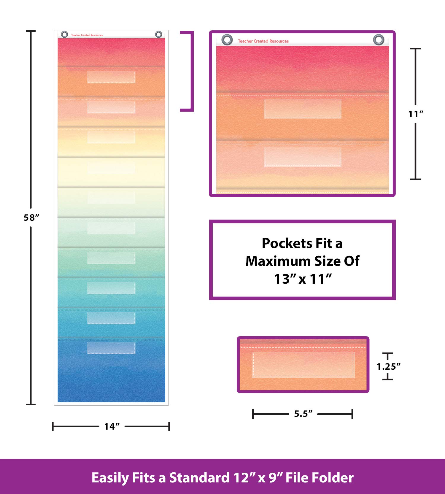 10-Pocket Watercolor File Storage Organizer Chart - 14