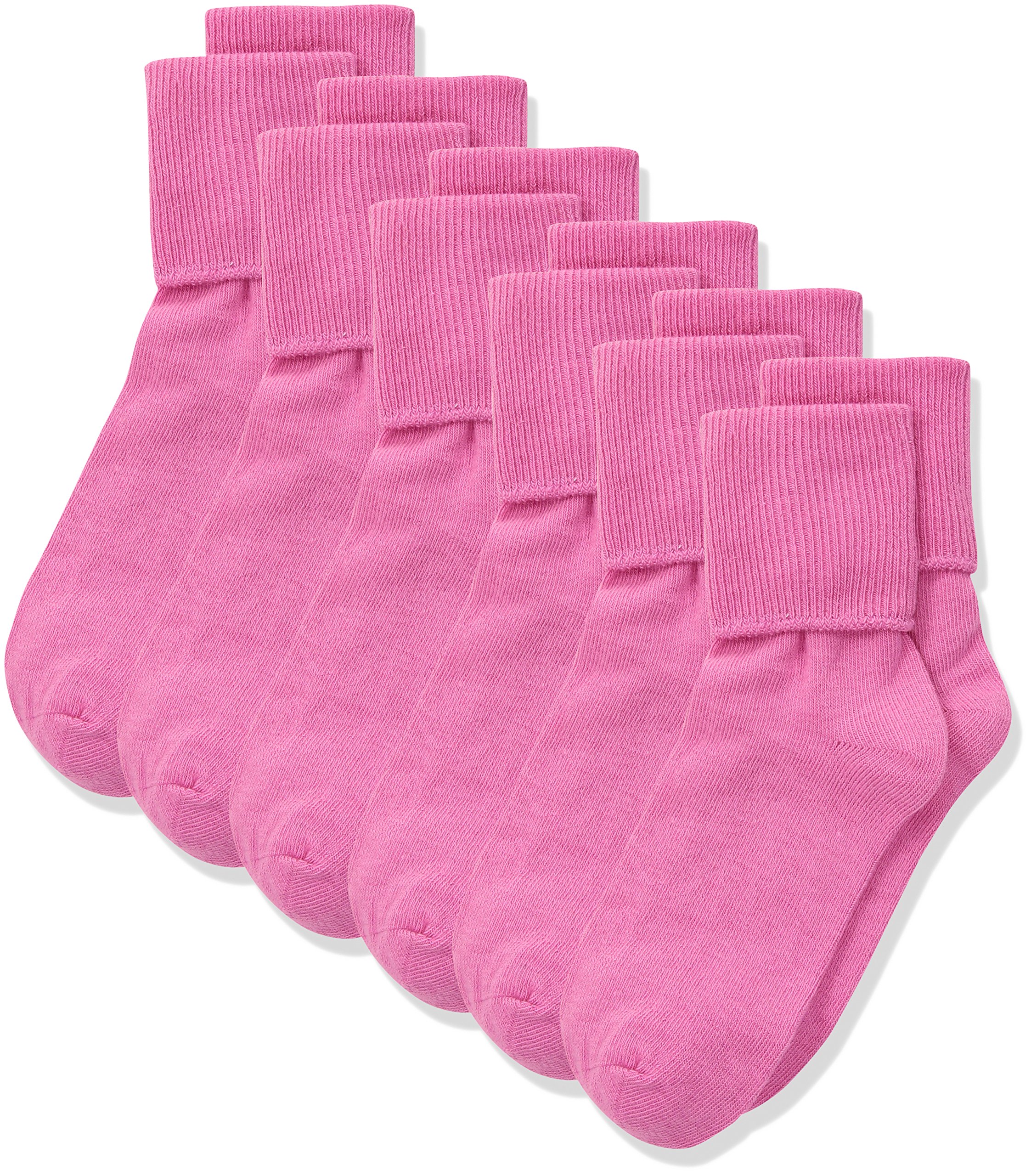 Jefferies Seamless Turn Cuff Socks for Girls 2-6X - 6 Pack Soft Comfortable No Show Socks for School, Sports & Everyday Wear