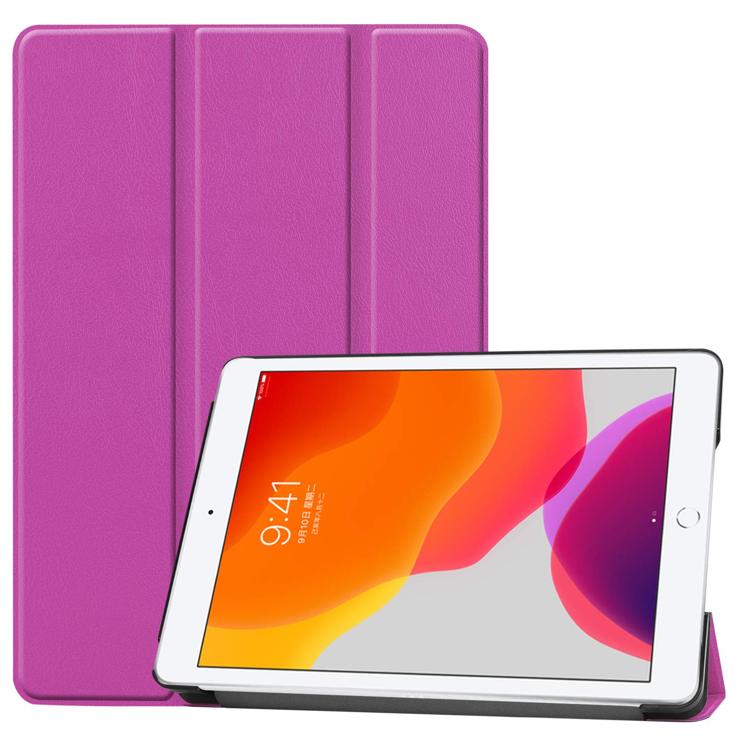 Slim Lightweight Protective Case for iPad 9th/8th Generation 10.2 Inch (2021/2020) - Auto Sleep/Wake Trifold Stand Cover - Perfect for Work, Study & Travel - Purple