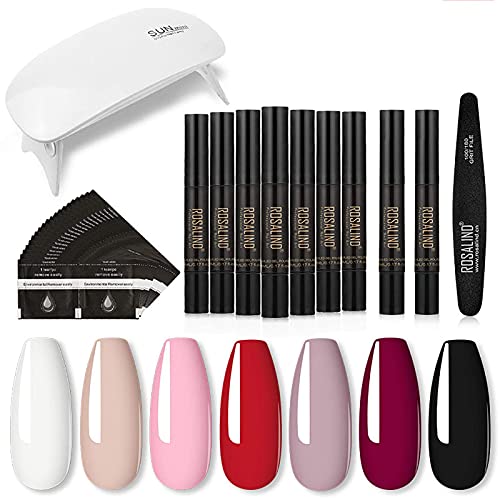 YUACY 31PCS Gel Nail Polish Pen Set - Easy Spin-Out Nail Glue & UV/LED Lamp Kit for Beginners | Perfect for Home Manicures, DIY Nail Art & Salon Quality Results